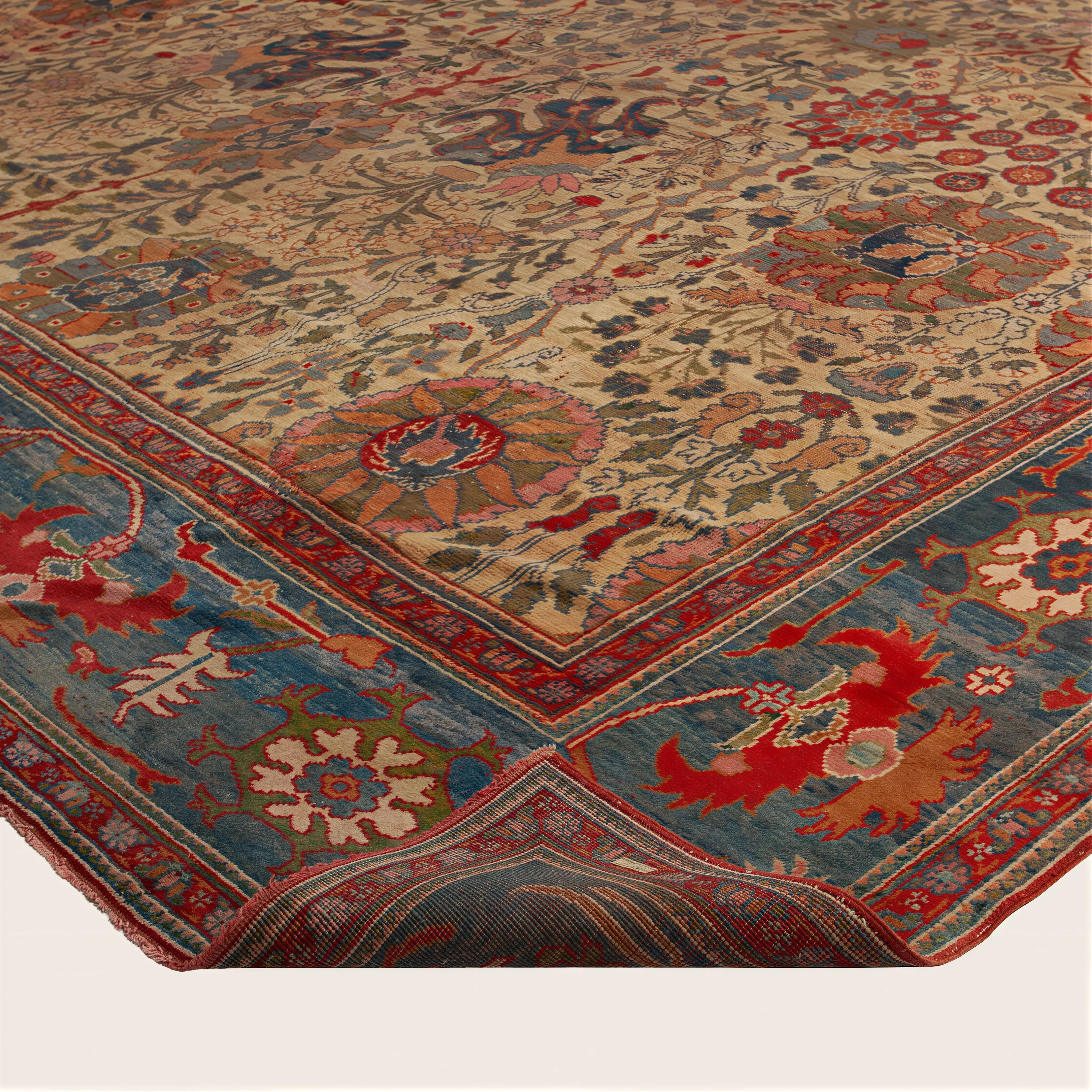 Multicolored Antique Persian Oushak Rug - 16'5" x 18'7" - Image 4