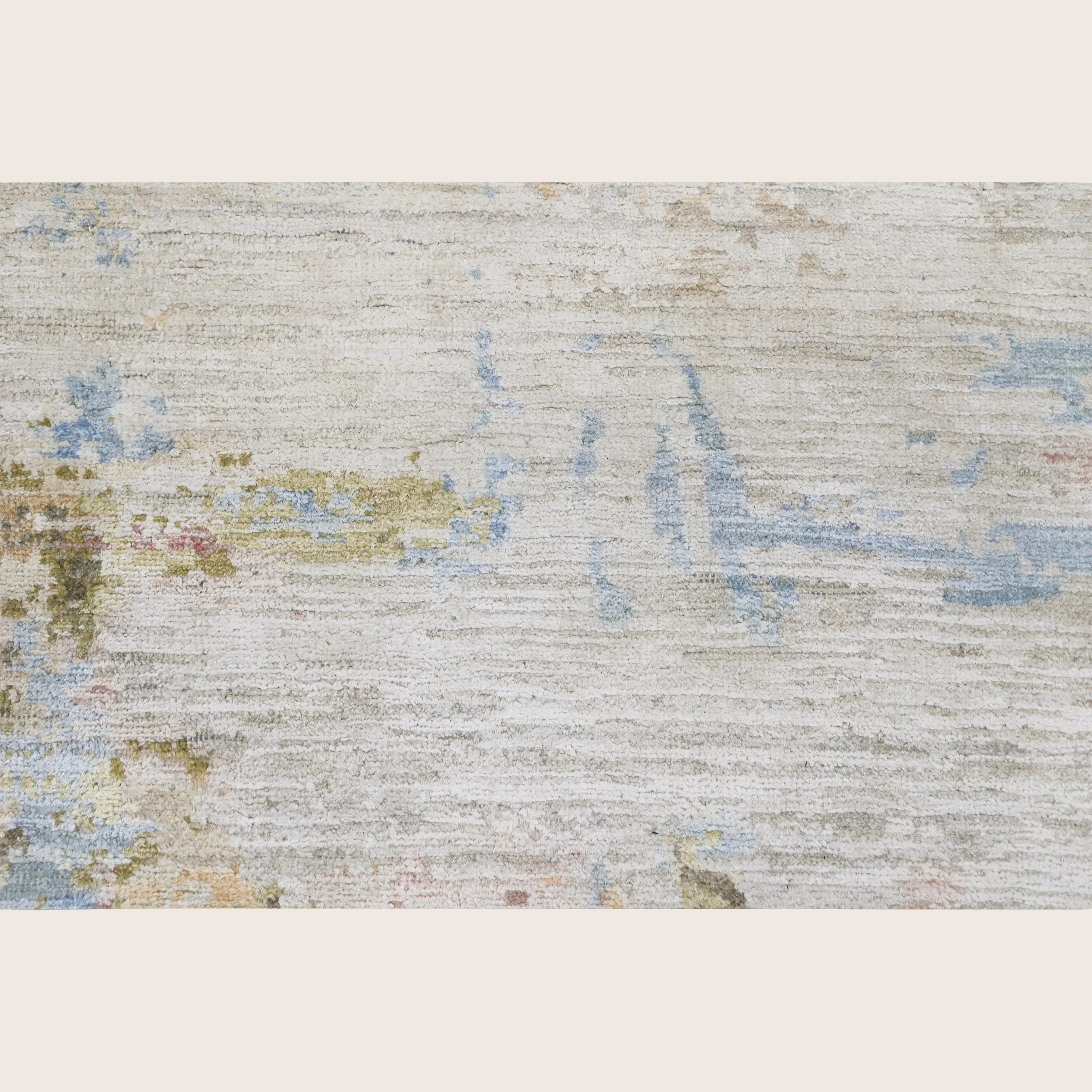 Multicolored Contemporary Silk Wool Blend Rug - Image 2