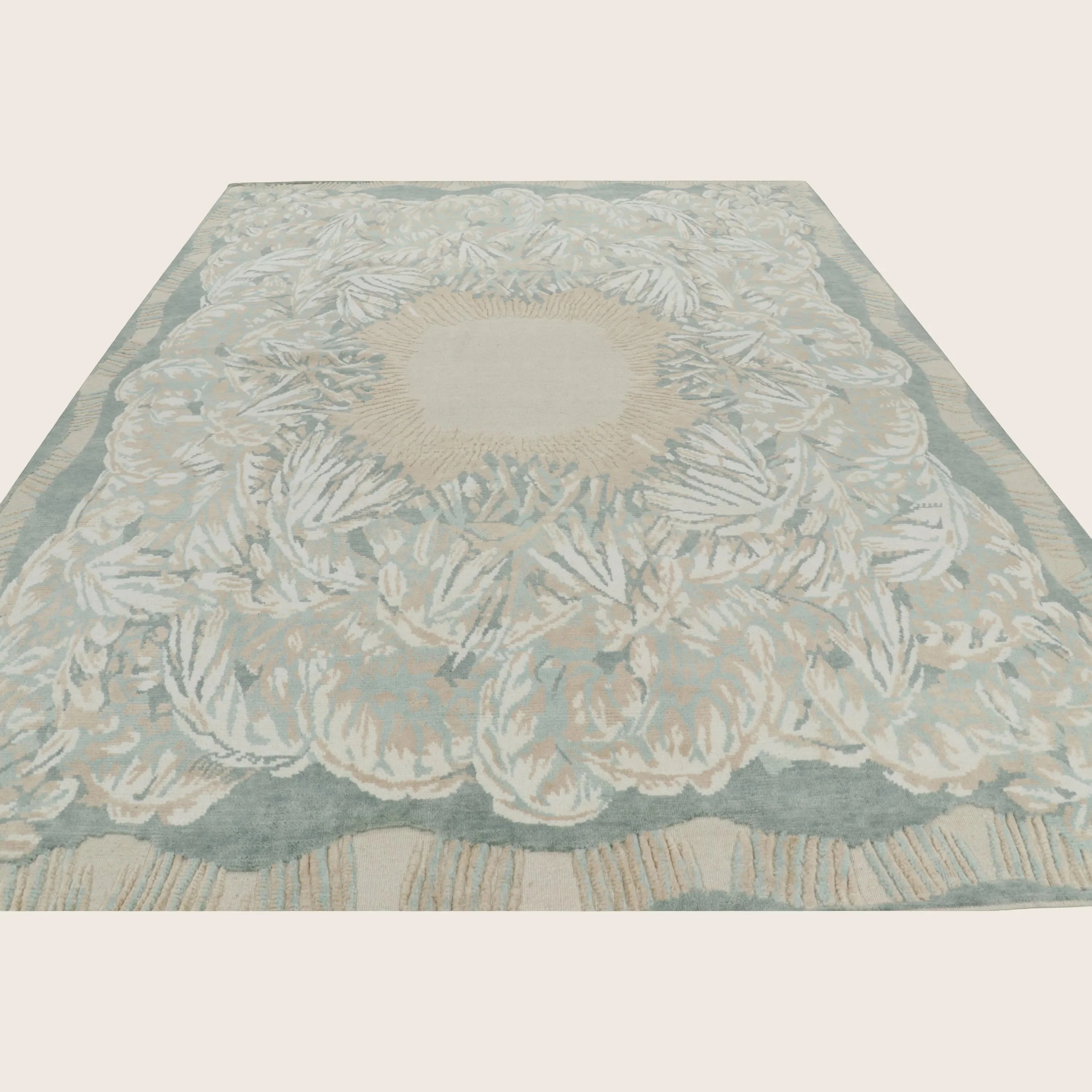 Multicolored Contemporary Wool Cotton Rug - 9'2" x 12' - Image 2