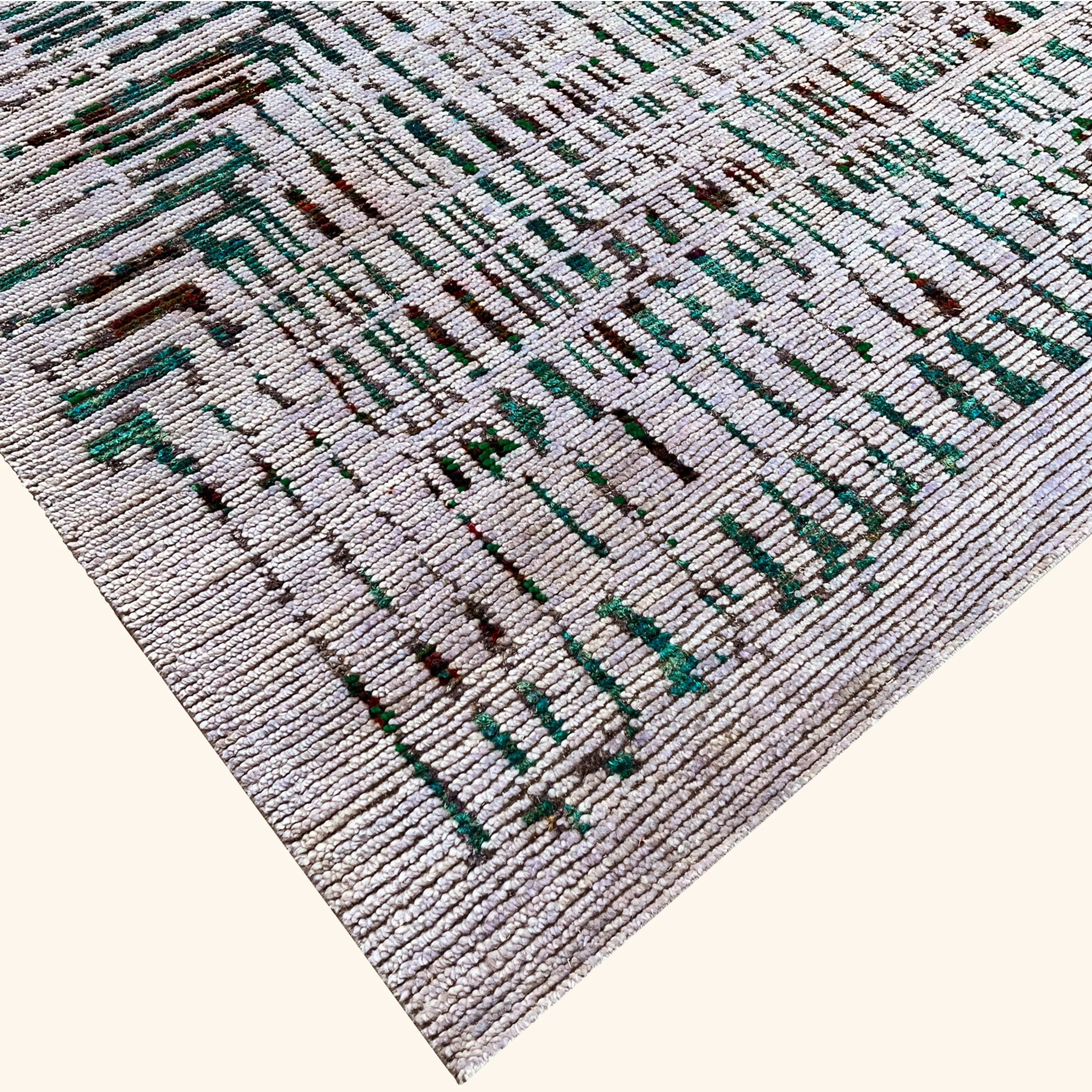 Multicolored Contemporary Wool Silk Blend Rug - 8'1" x 10' - Image 4
