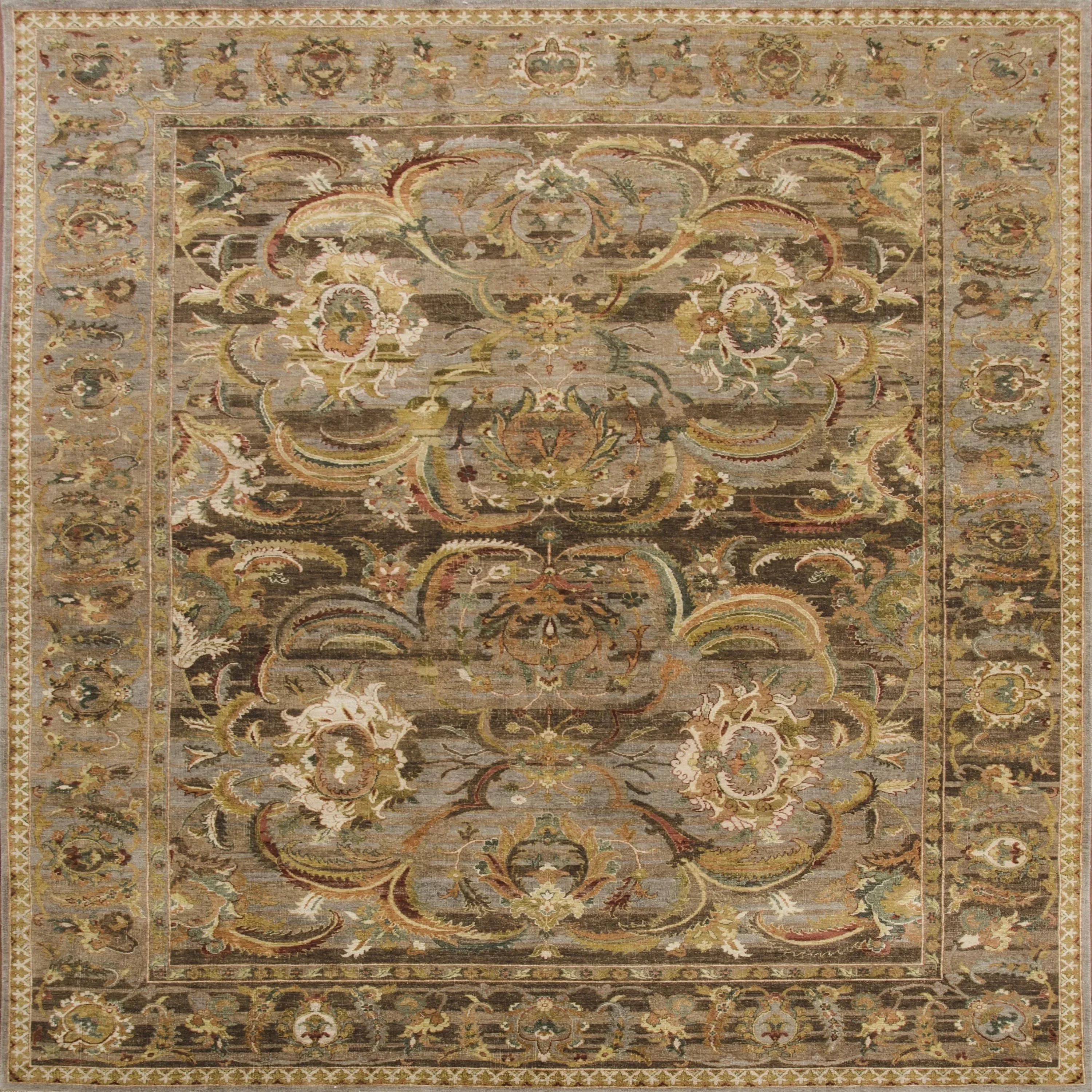 Multicolored Traditional Silk Wool Blend Rug - 9' x 12' - Image 4