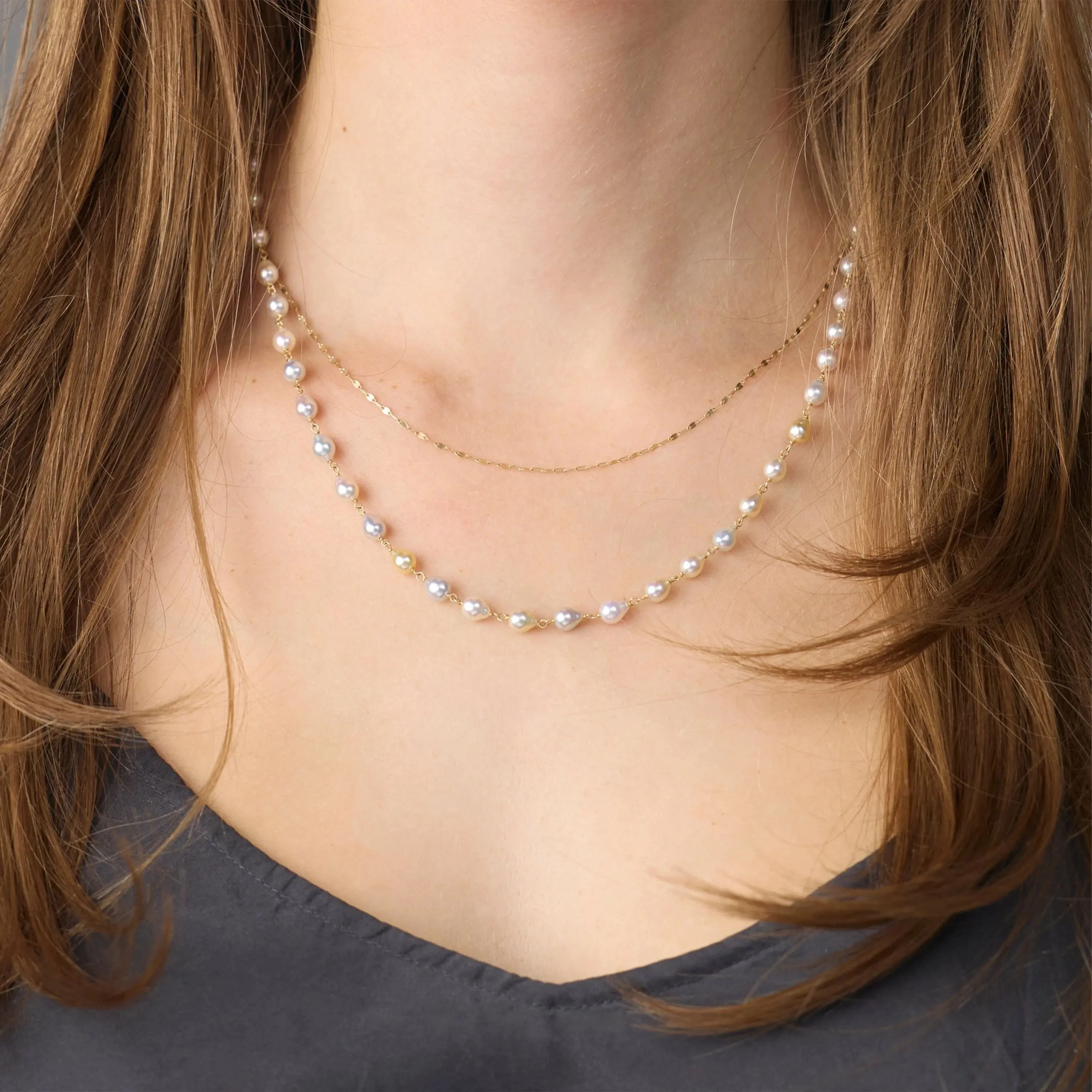 Natural Grey Pearl Necklace - Image 2