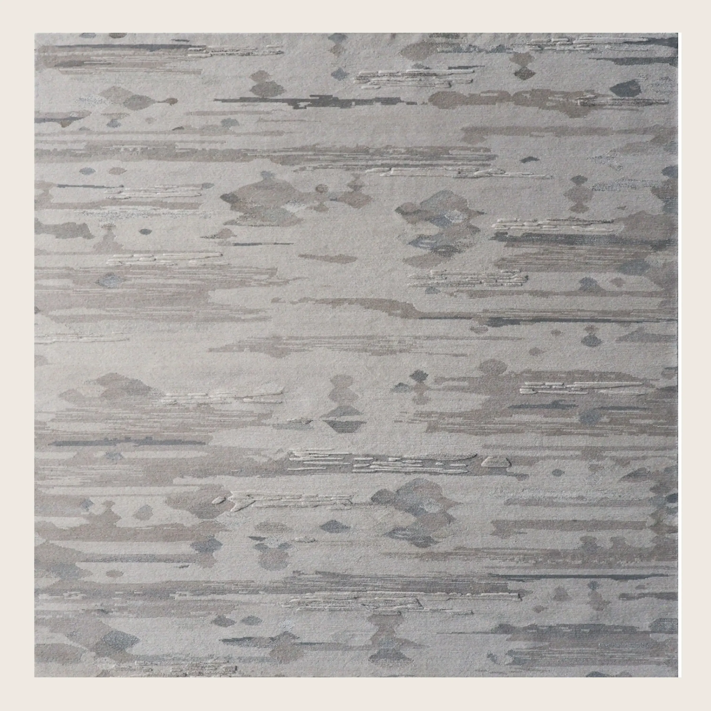 Natural Multi Tibetan Contemporary Wool Silk Blend Rug - 6' x 9'