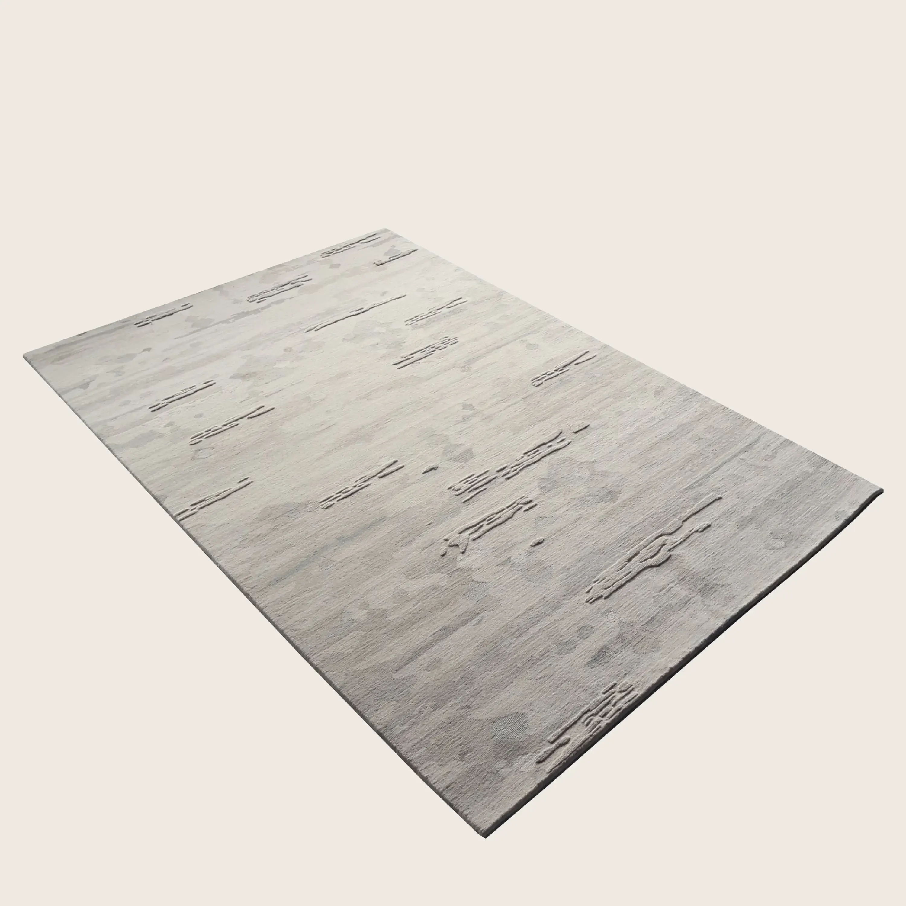 Natural Multi Tibetan Contemporary Wool Silk Blend Rug - 6' x 9' - Image 2