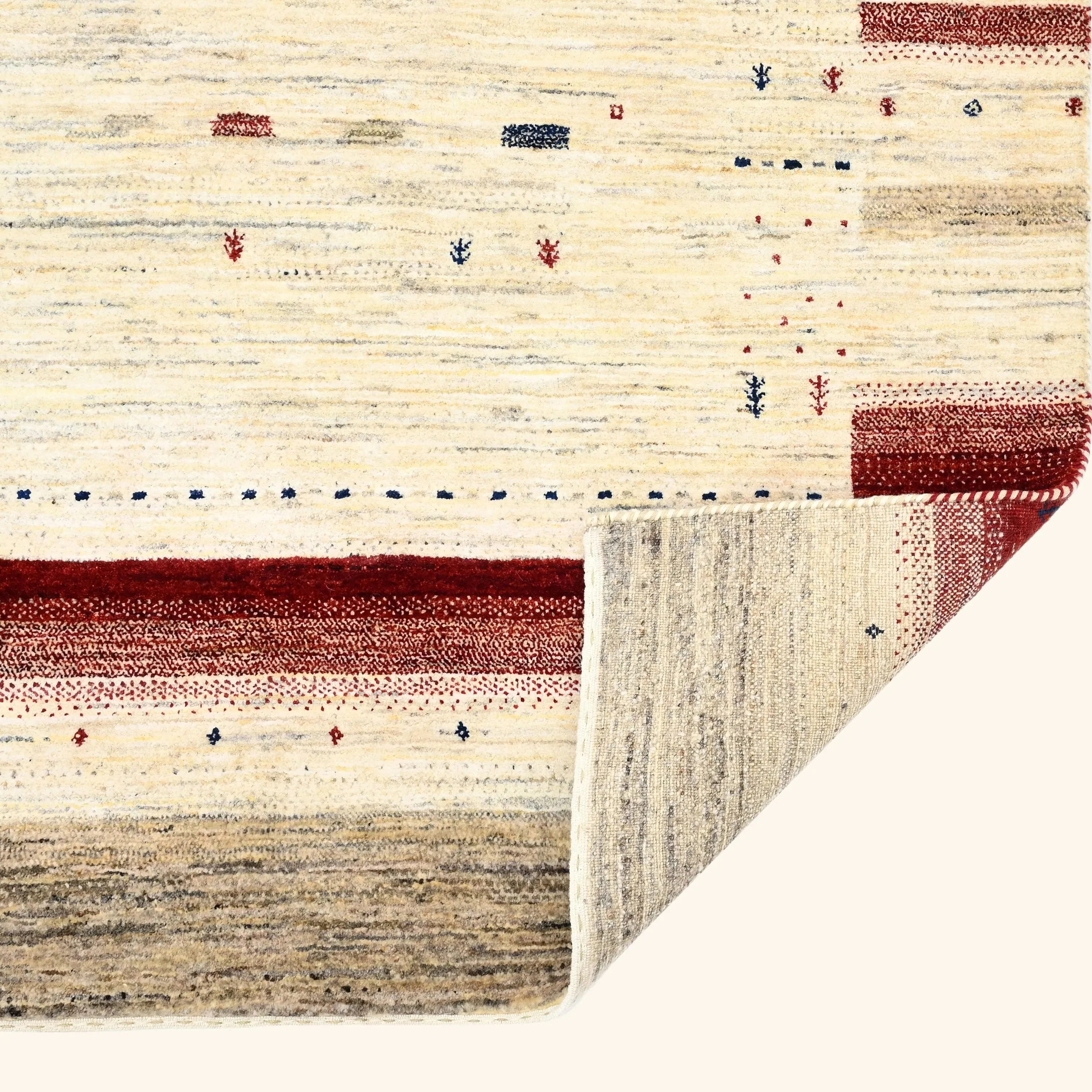 Natural & Red Traditional Gabbeh Wool Rug - Image 4