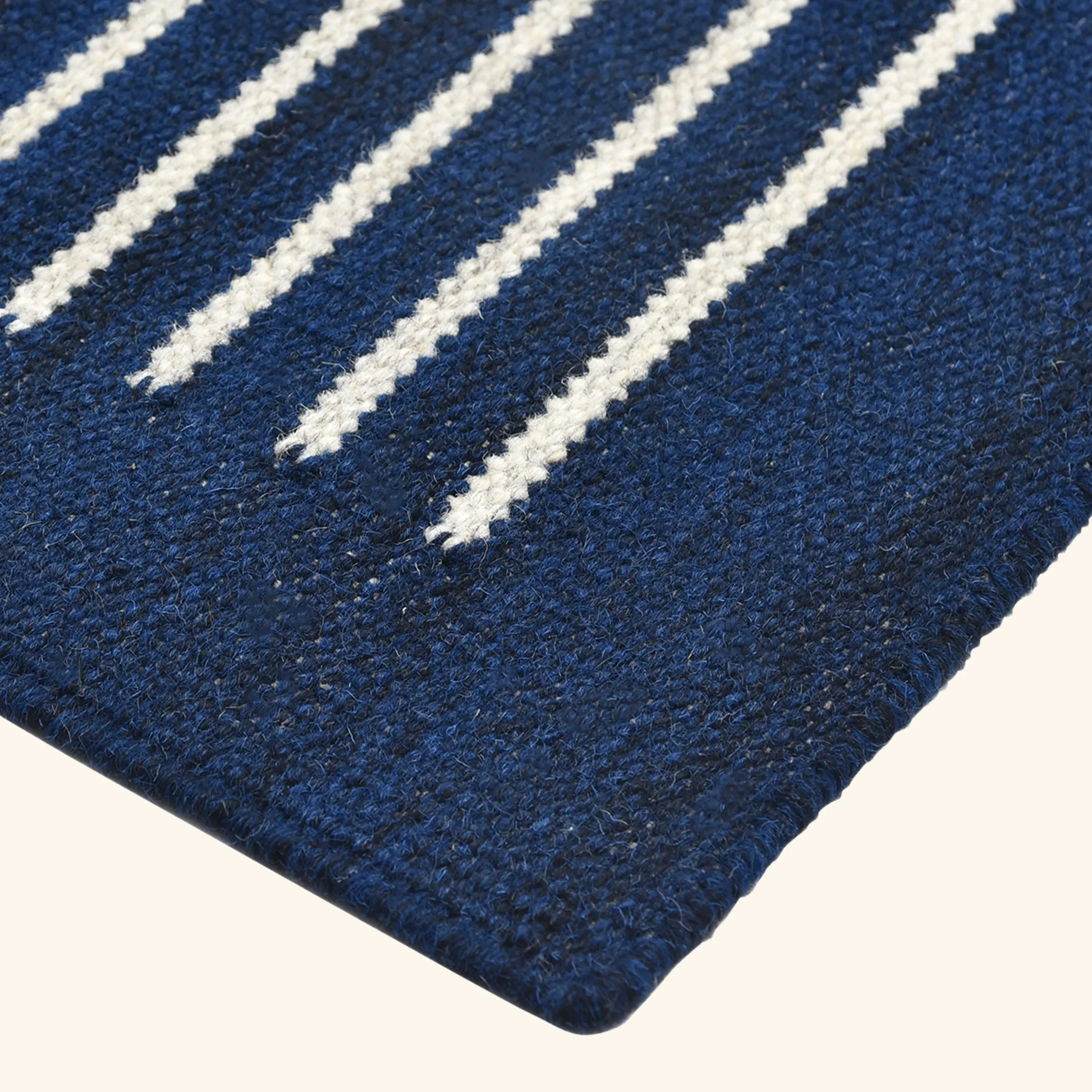 Navy Flatweave Wool Cotton Blend Rug - Image 3