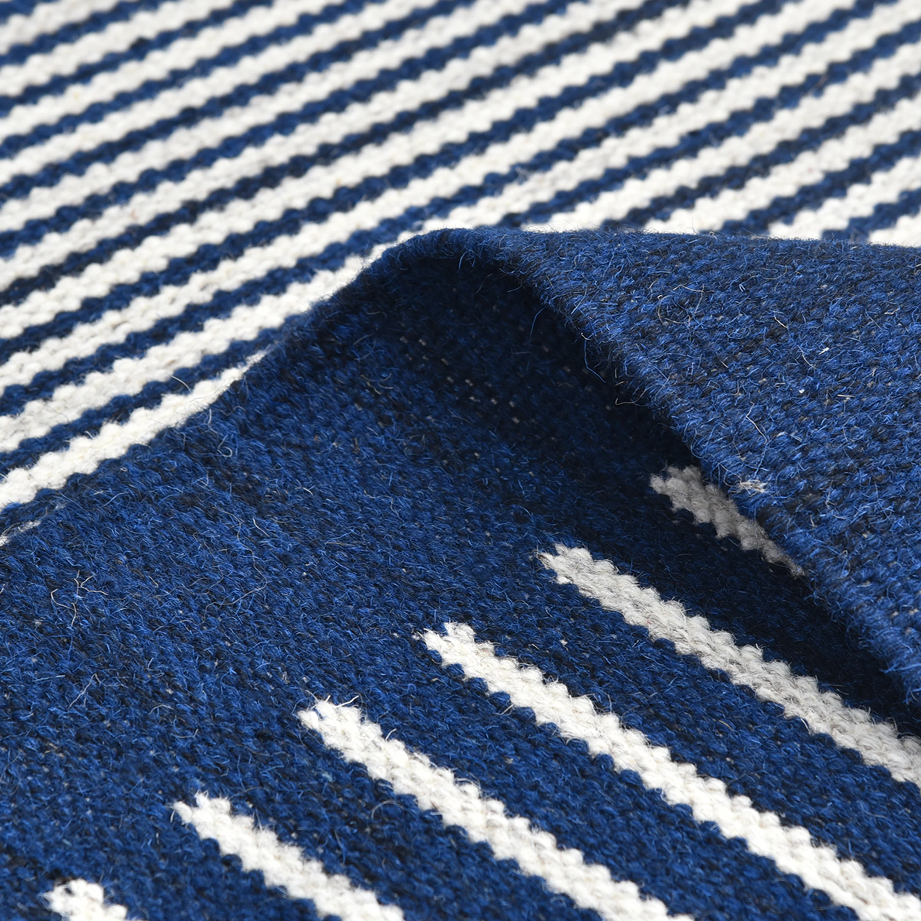 Navy Flatweave Wool Cotton Blend Rug - Image 5