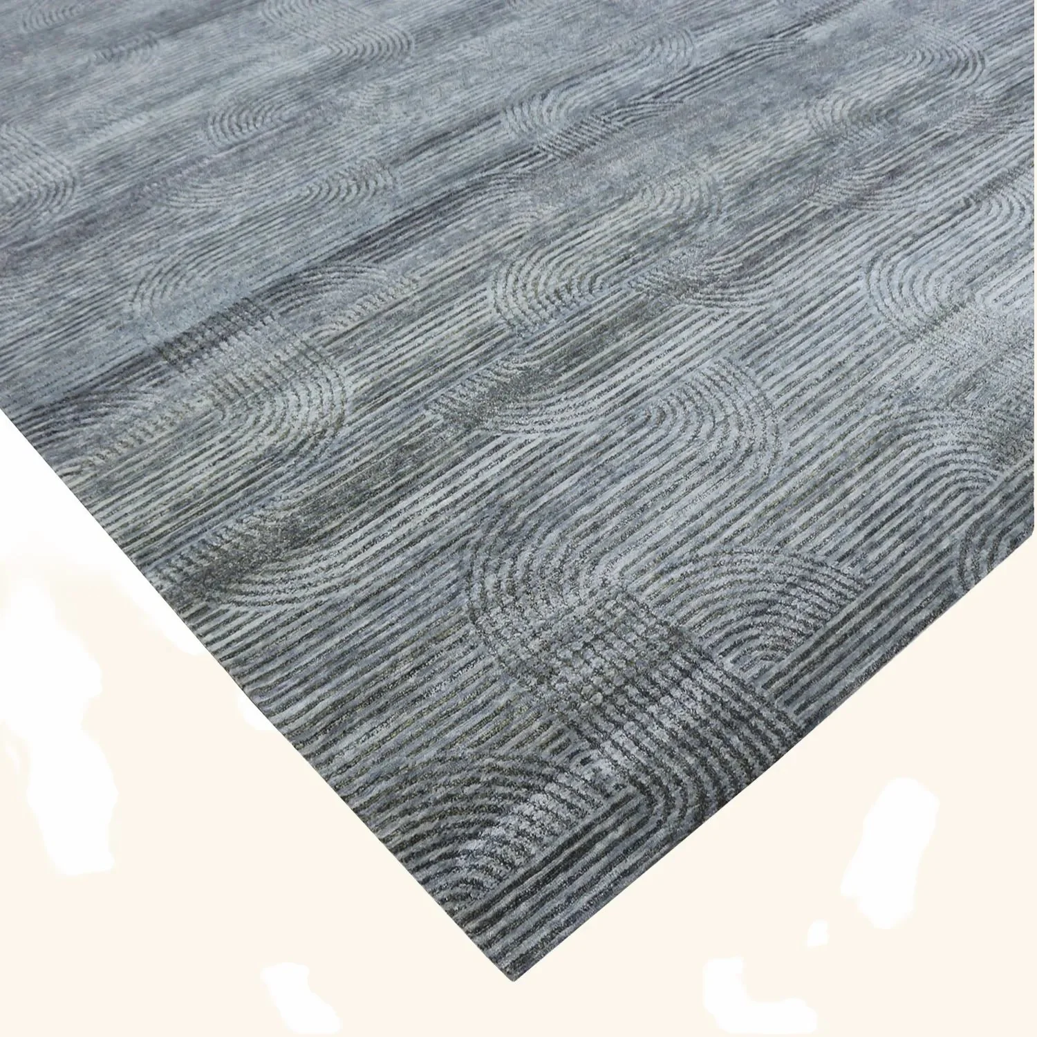 Silver Nu Vibrant Modern Tibetan Silk Rug - 10' x 14'2" - Image 6