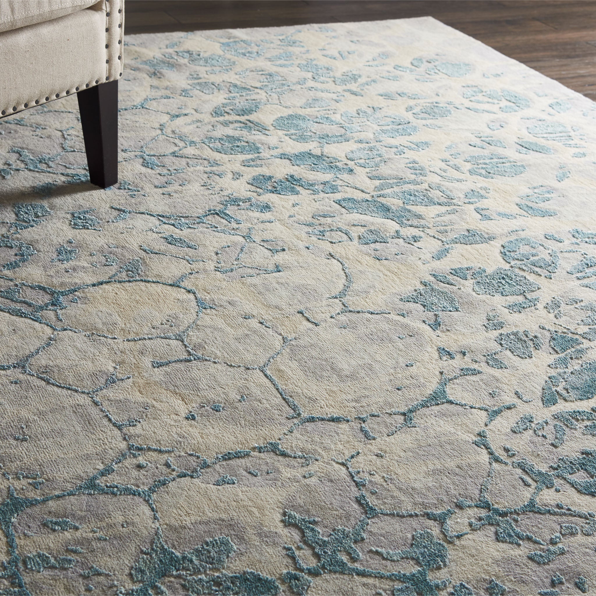 Blue Modern Abstract Rug, Birch - 9' x 12' - Image 5