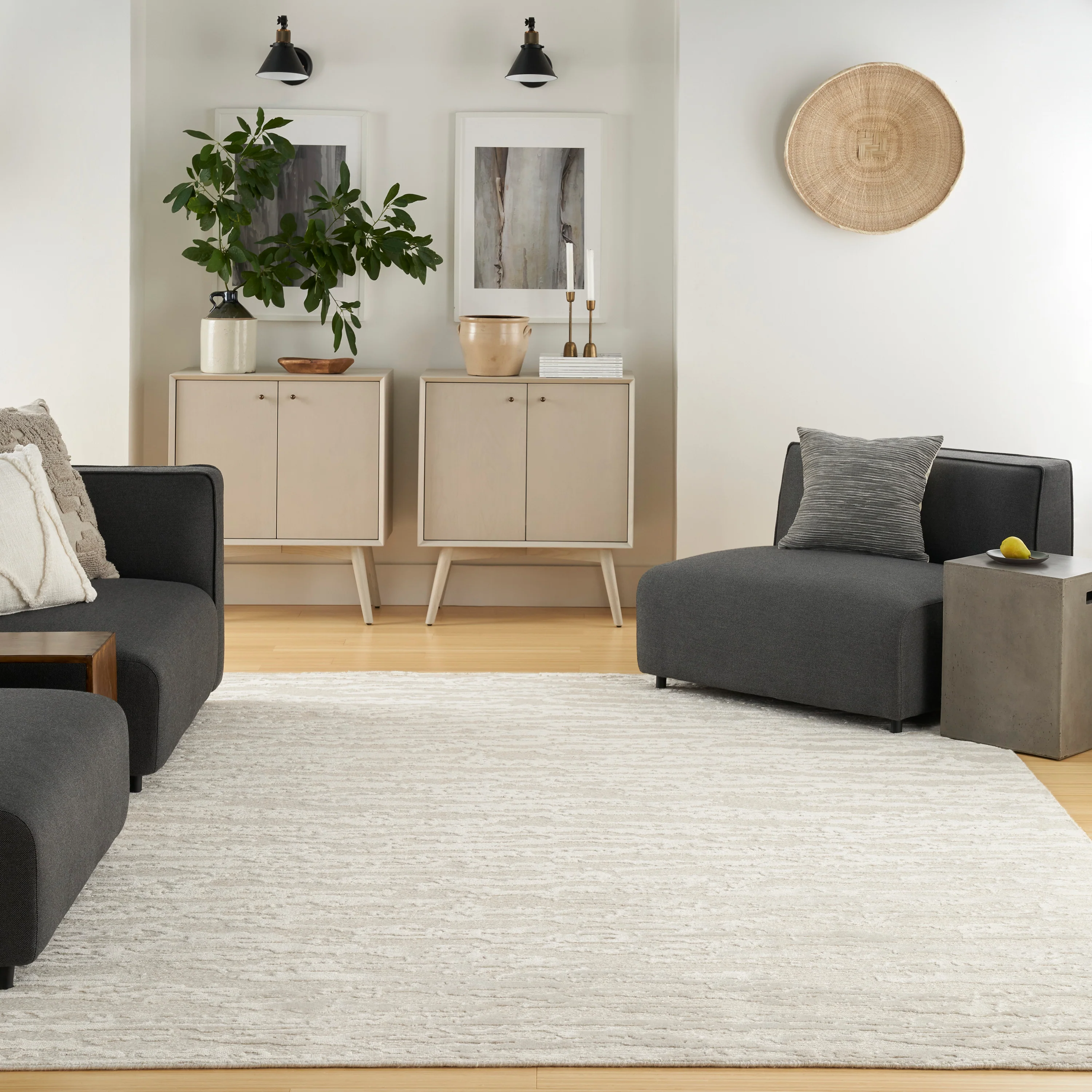 Ivory Essentials Contemporary Wool Luxcelle Blend Rug - Image 9