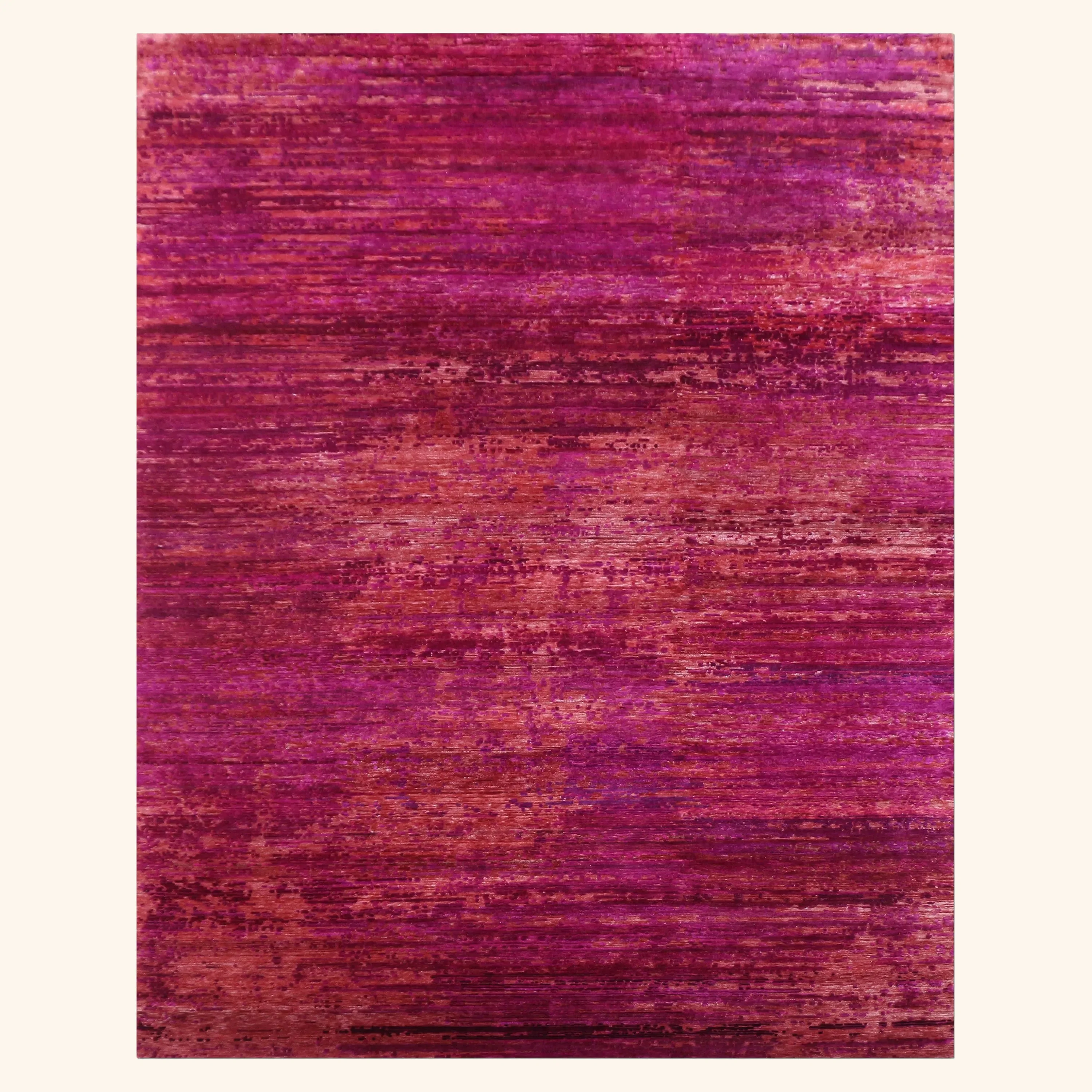 Pink Sabideh Nu Vibrant Tibetan Modern Silk Rug - 7'11" x 10'2"