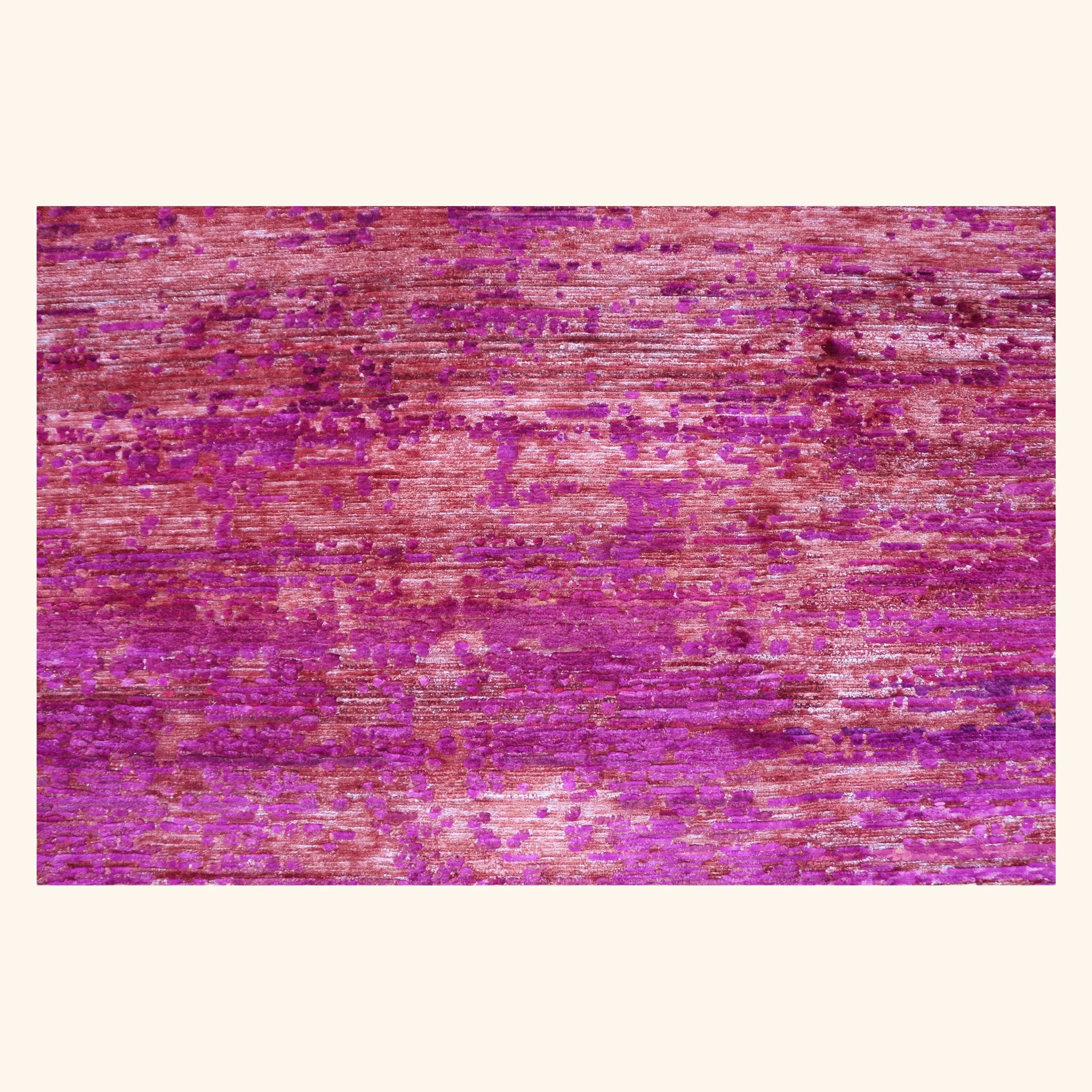 Pink Sabideh Nu Vibrant Tibetan Modern Silk Rug - 7'11" x 10'2" - Image 3