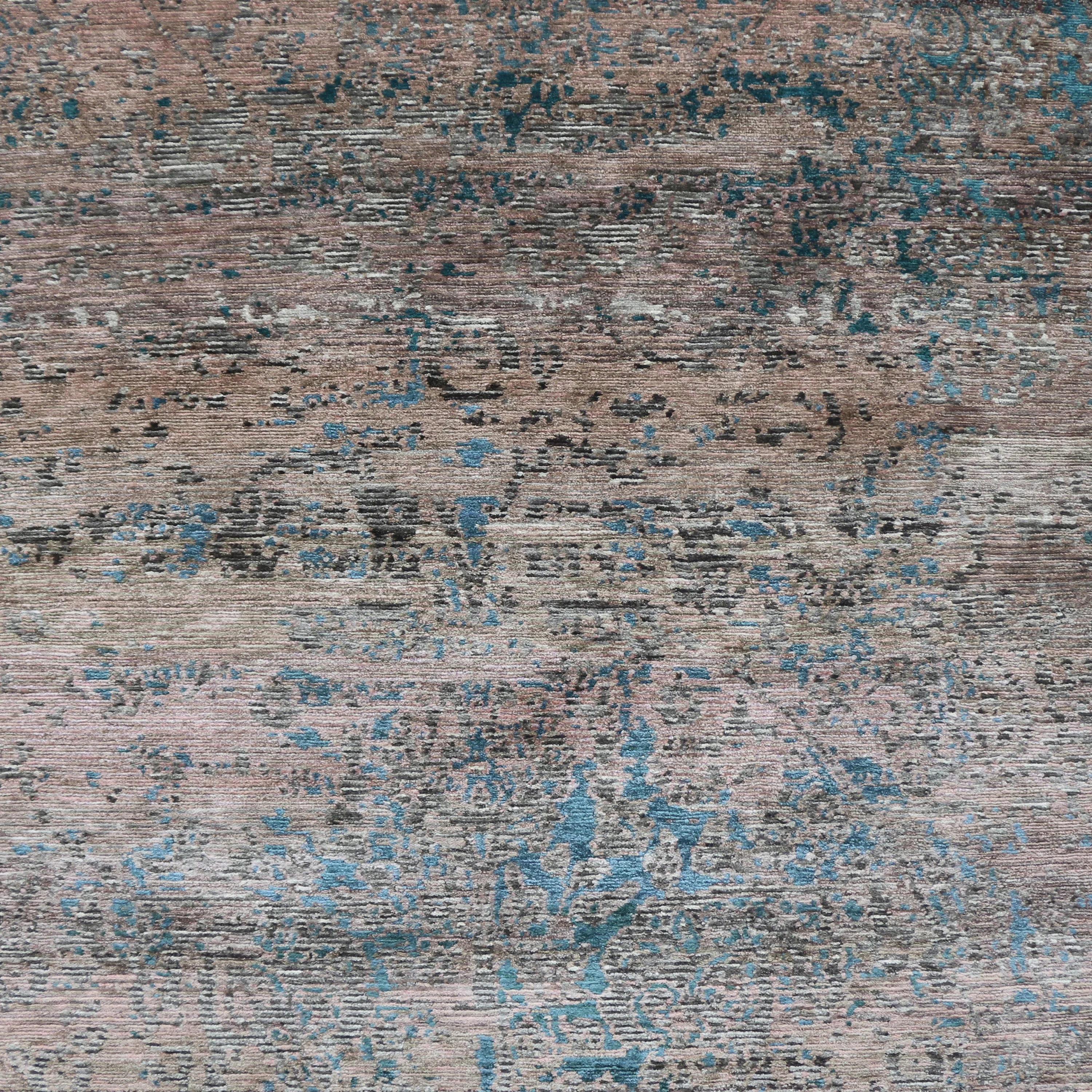 Blue Nu Vibrant Tibetan Modern Silk Rug - 9' x 12' - Image 7