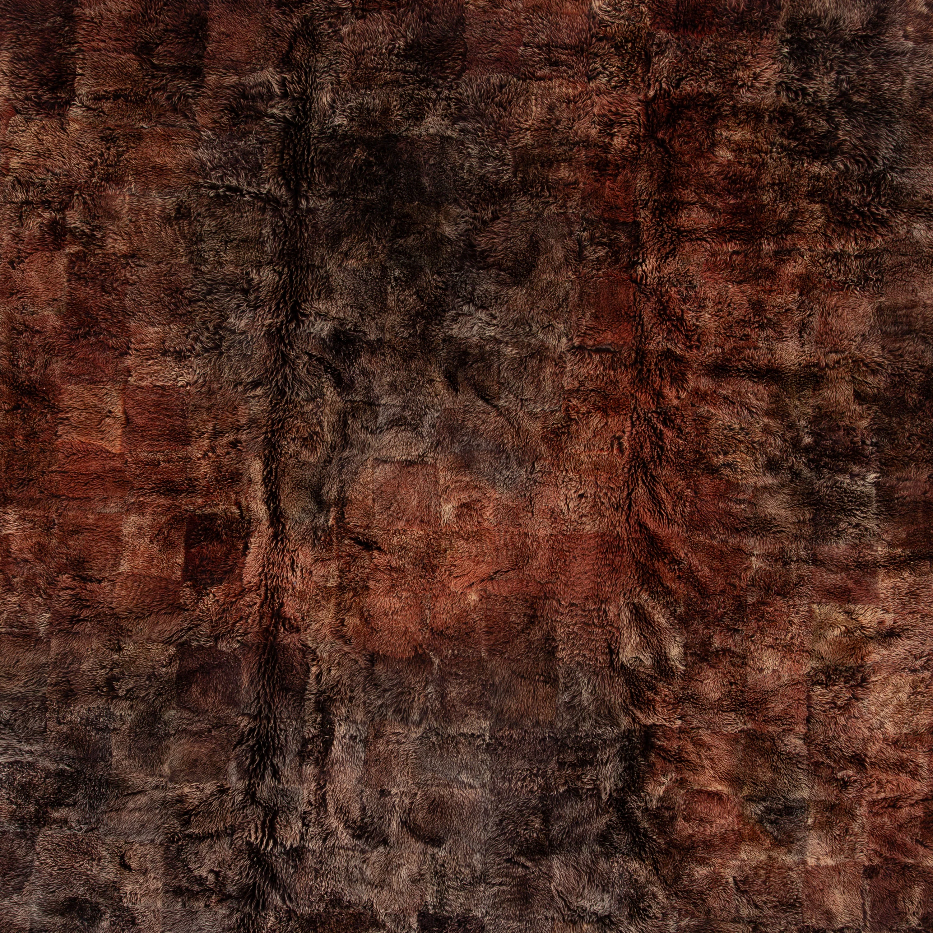 Brown & Red Modern O.Dalli Hide Rug - 12'x 12' - Image 3