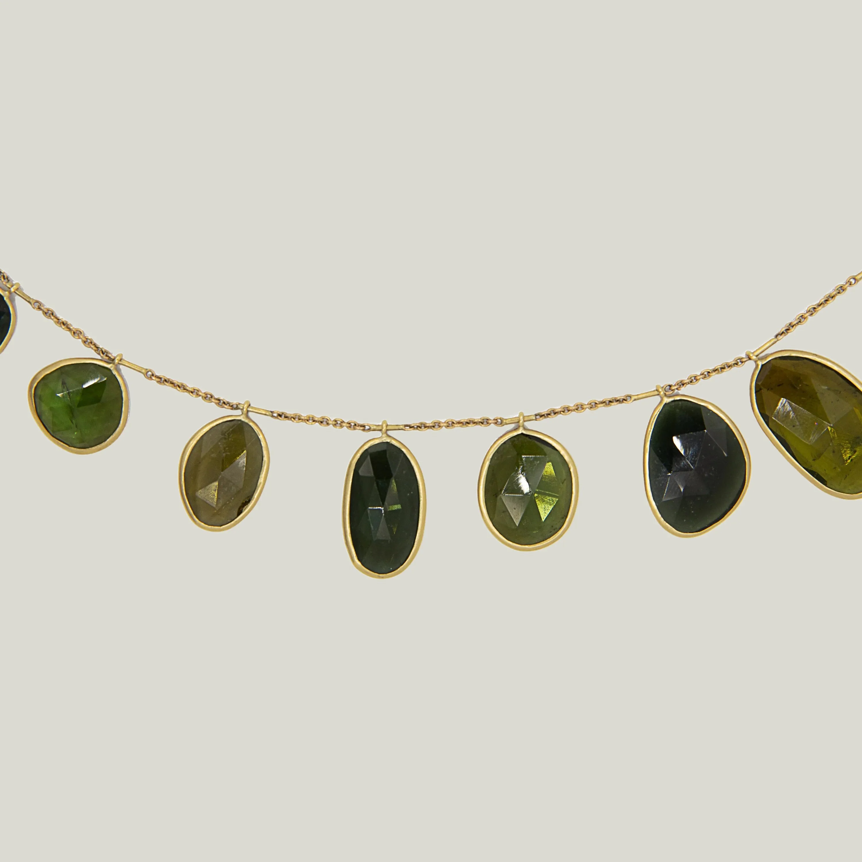 Olive Tourmaline Slice Fringe Necklace - Image 2