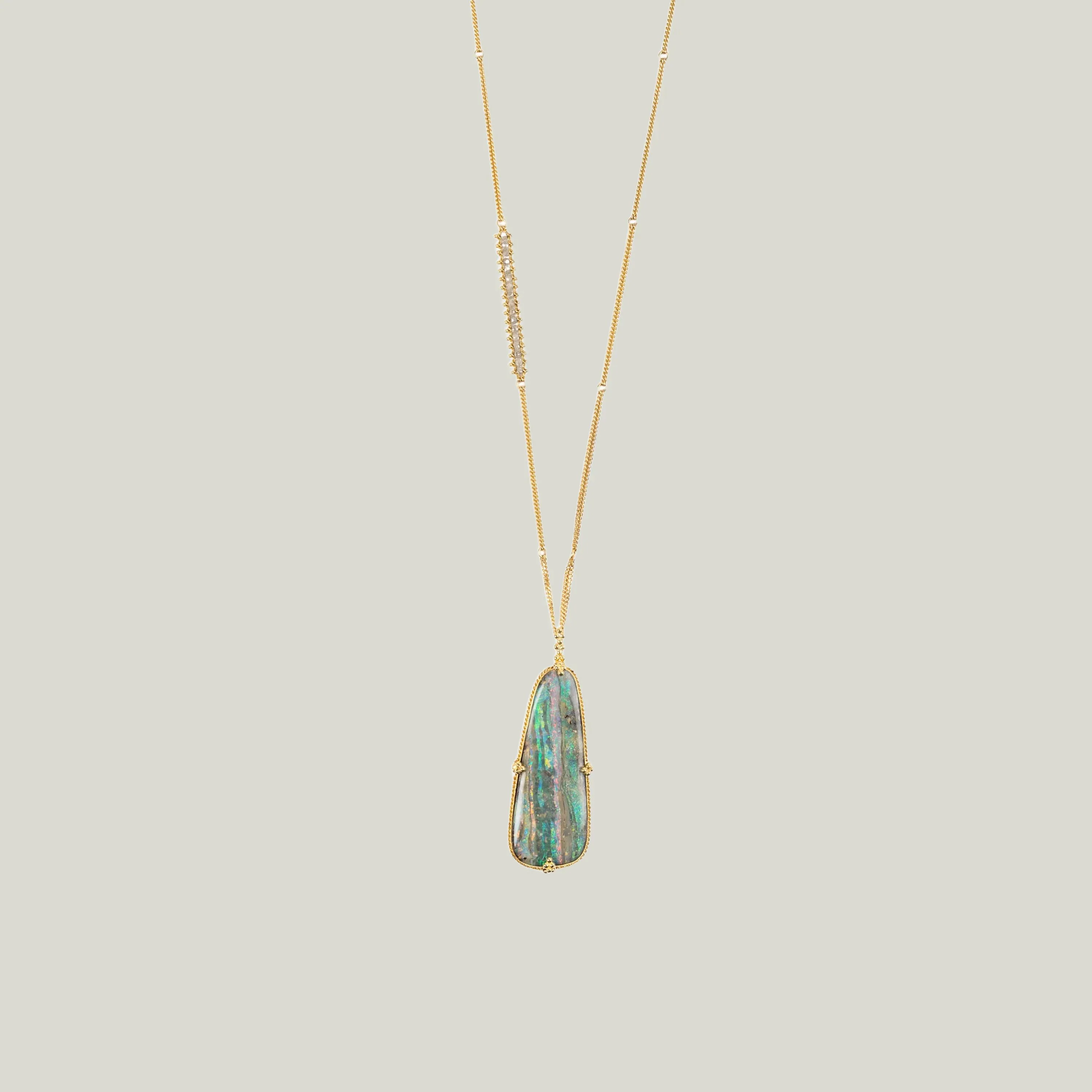 One-of-a-Kind Boulder Opal Necklace with Silver Diamonds - Image 3