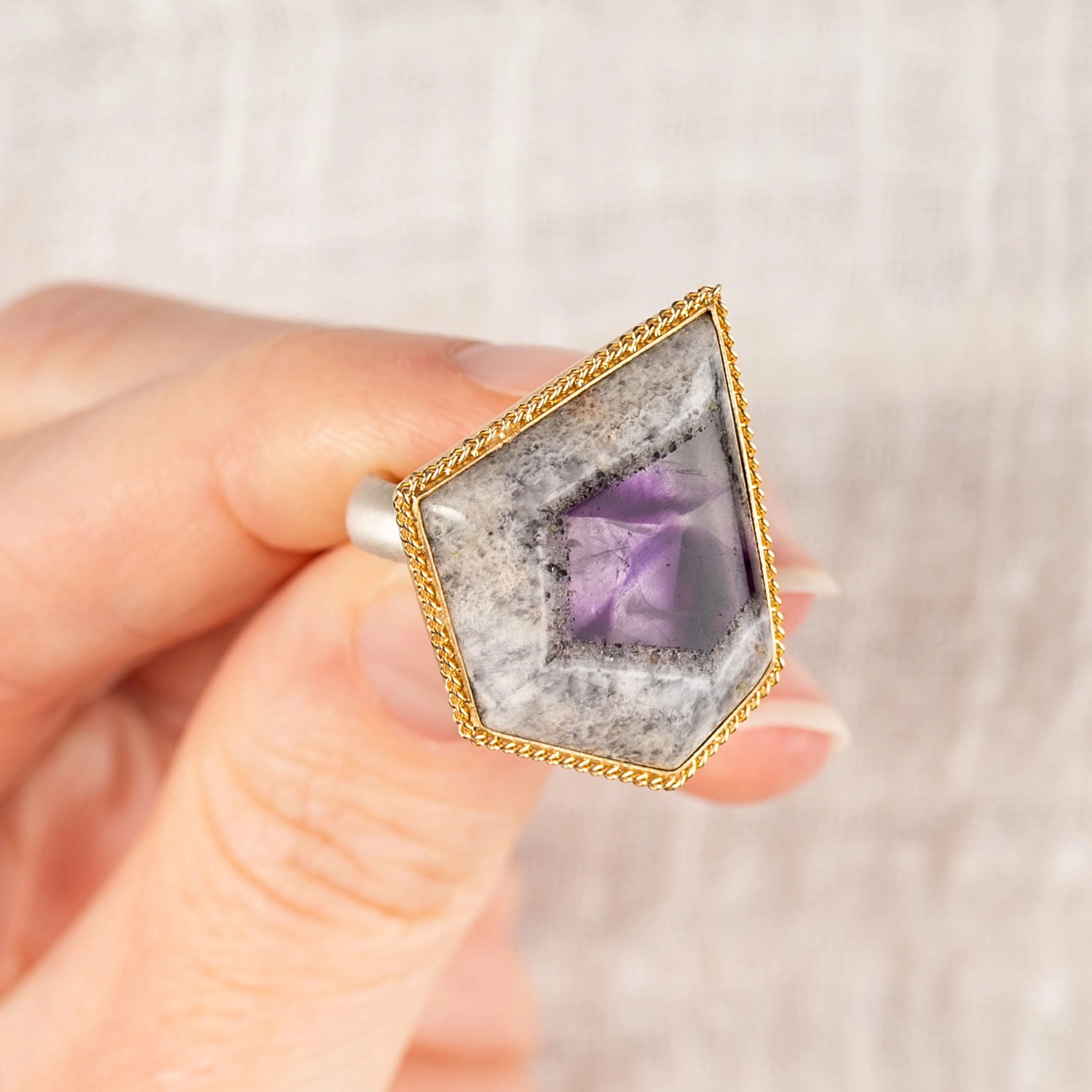 One-of-a-Kind Geometric Amethyst Ring - Image 5