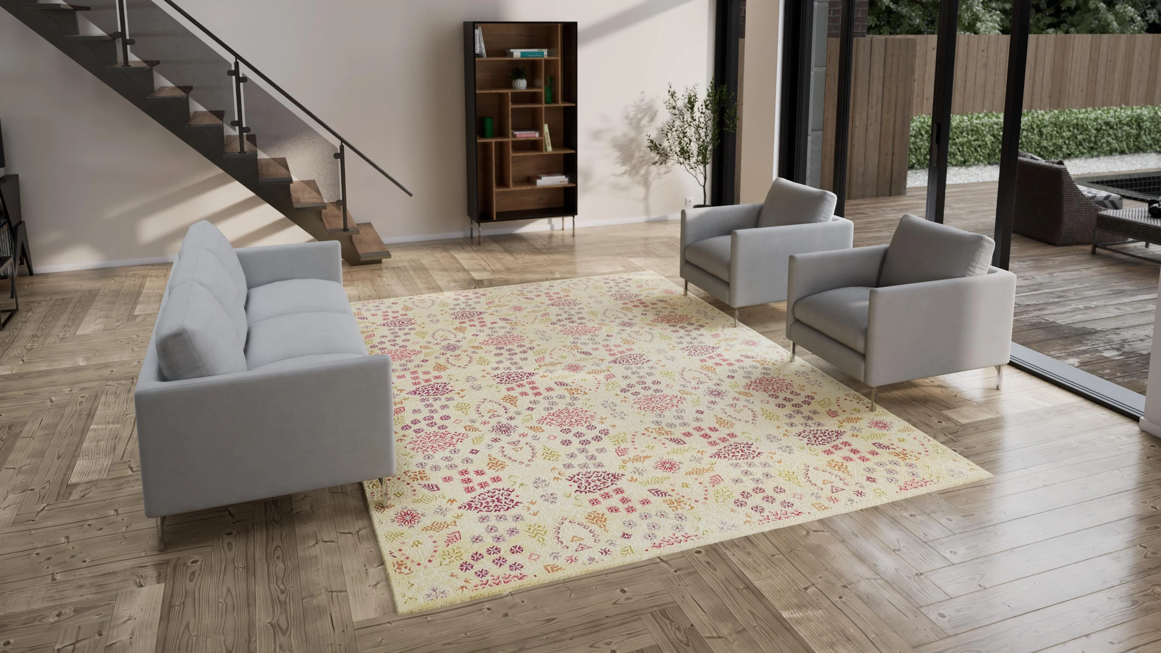 Yellow Transitional Wool Cotton Blend Rug - 9' x 12'1" - Image 3