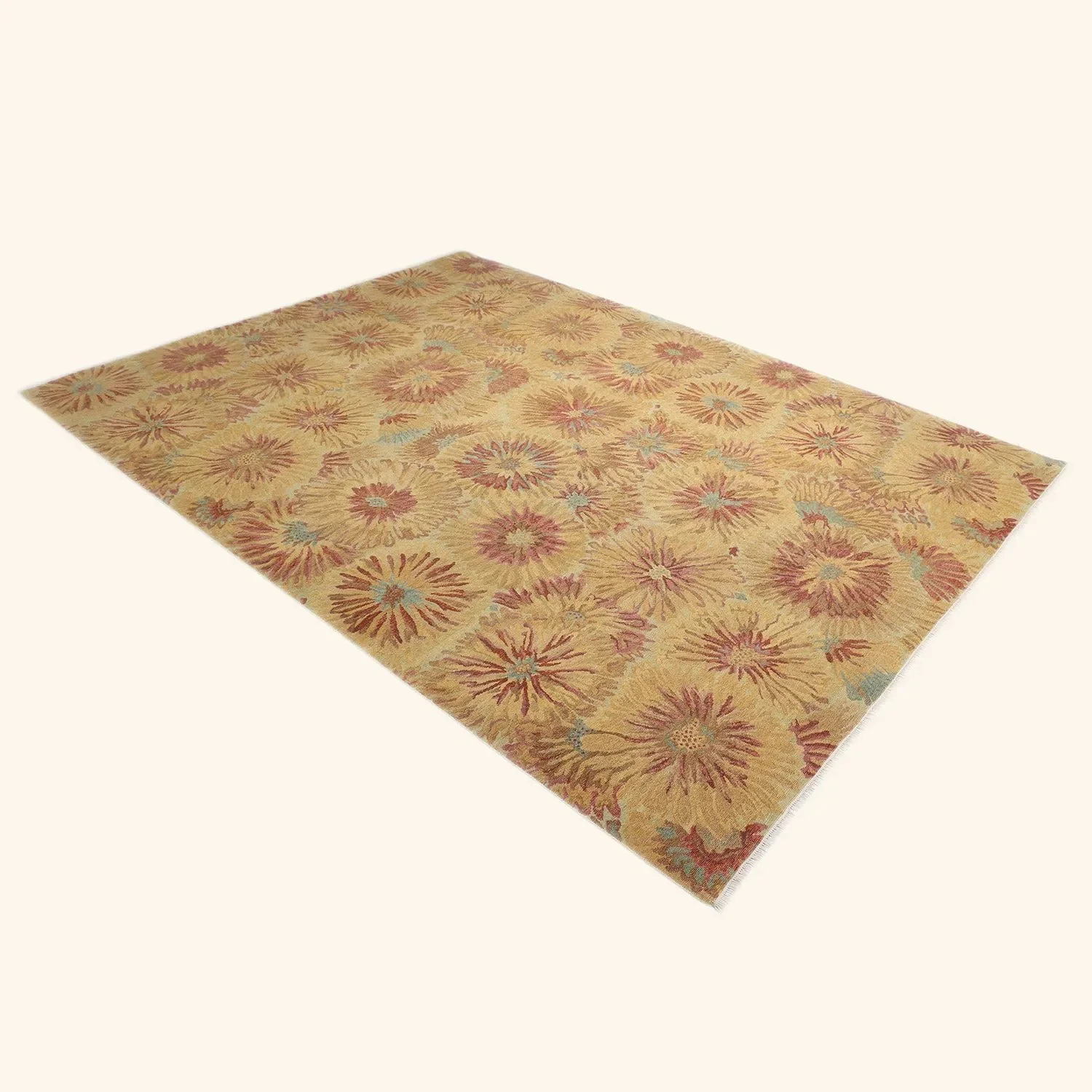Beige Transitional Wool Cotton Blend Rug - 9'1" x 11'8" - Image 9