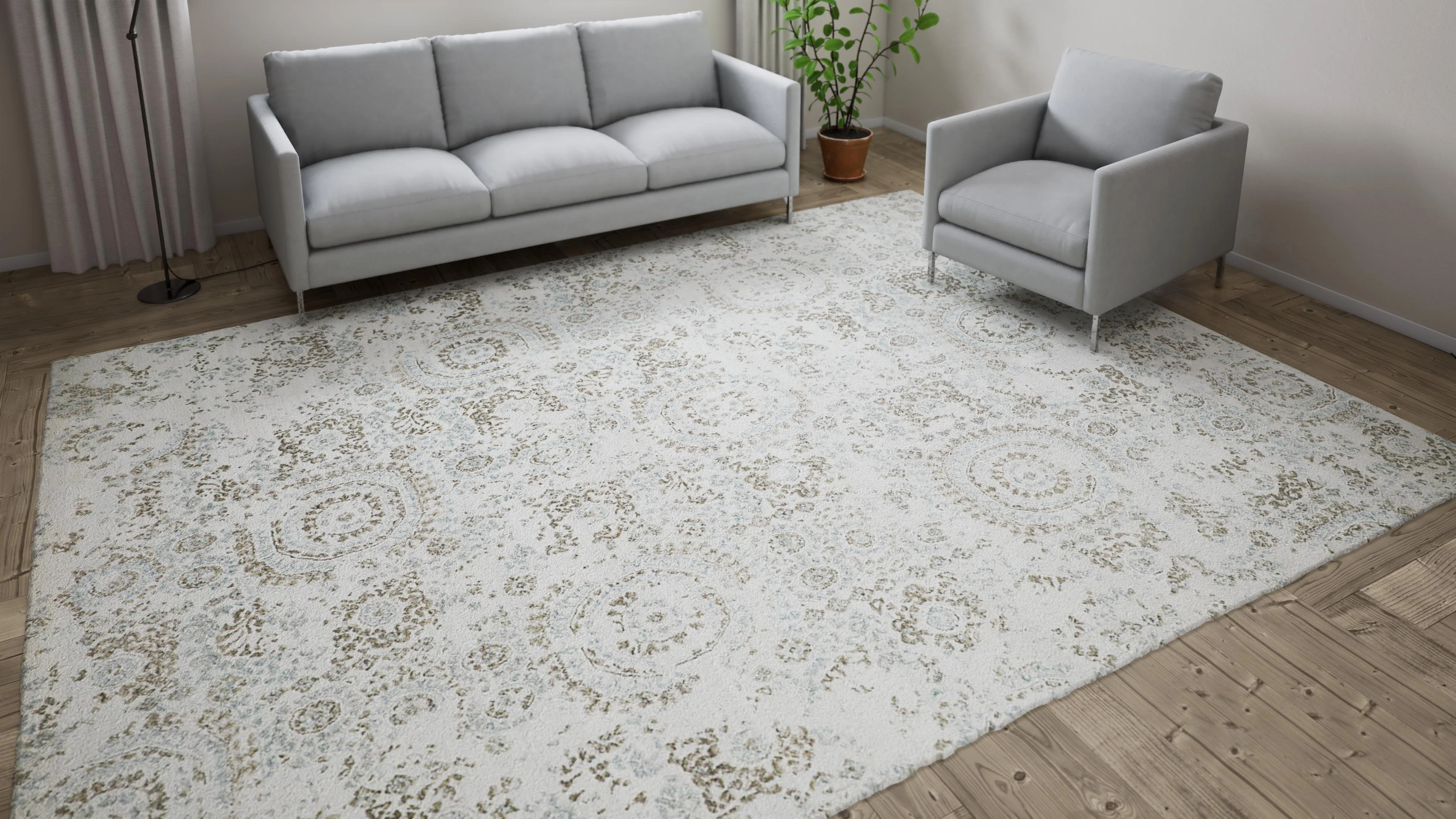 Ivory Transitional Wool Rug - 9'2" x 12'3" - Image 11
