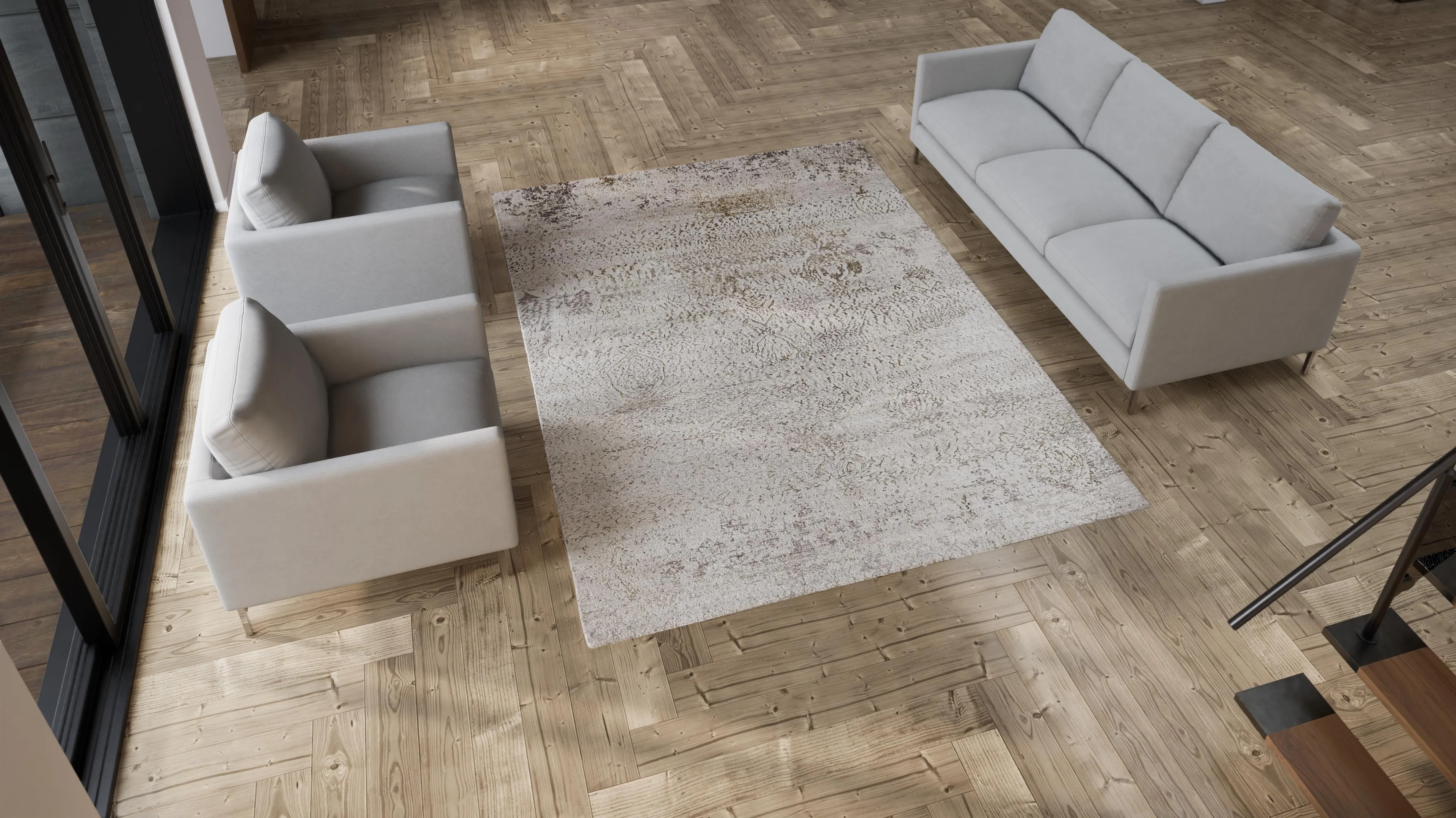 Grey Transitional Wool Cotton Blend Rug - 7'11" x 9'7" - Image 10