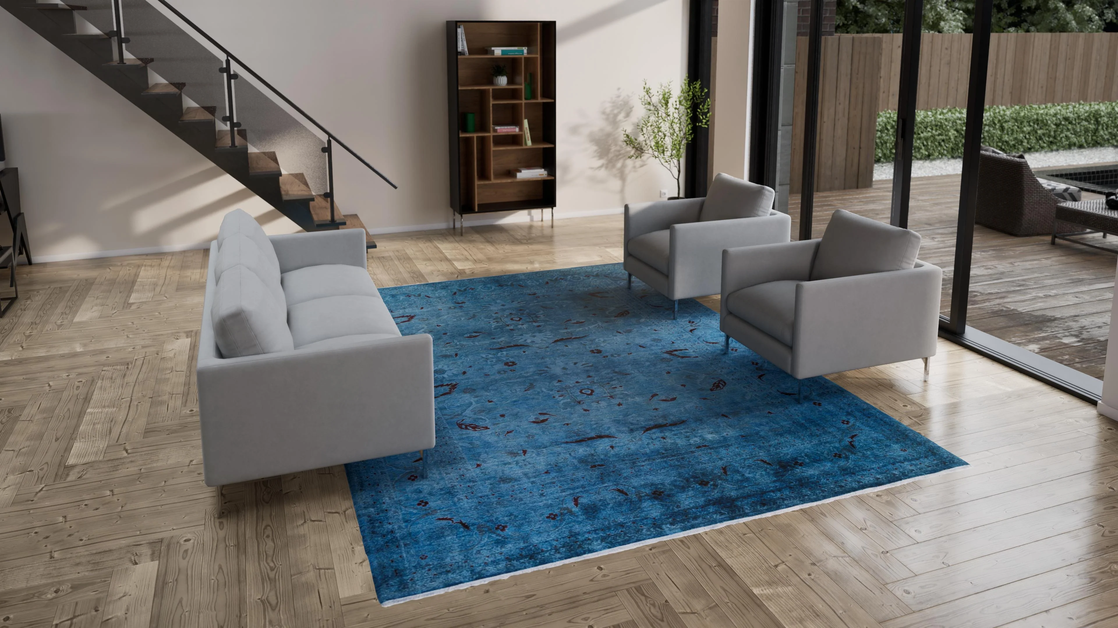 Blue Samsara Wool Rug - 9'1" x 12'3" - Image 3