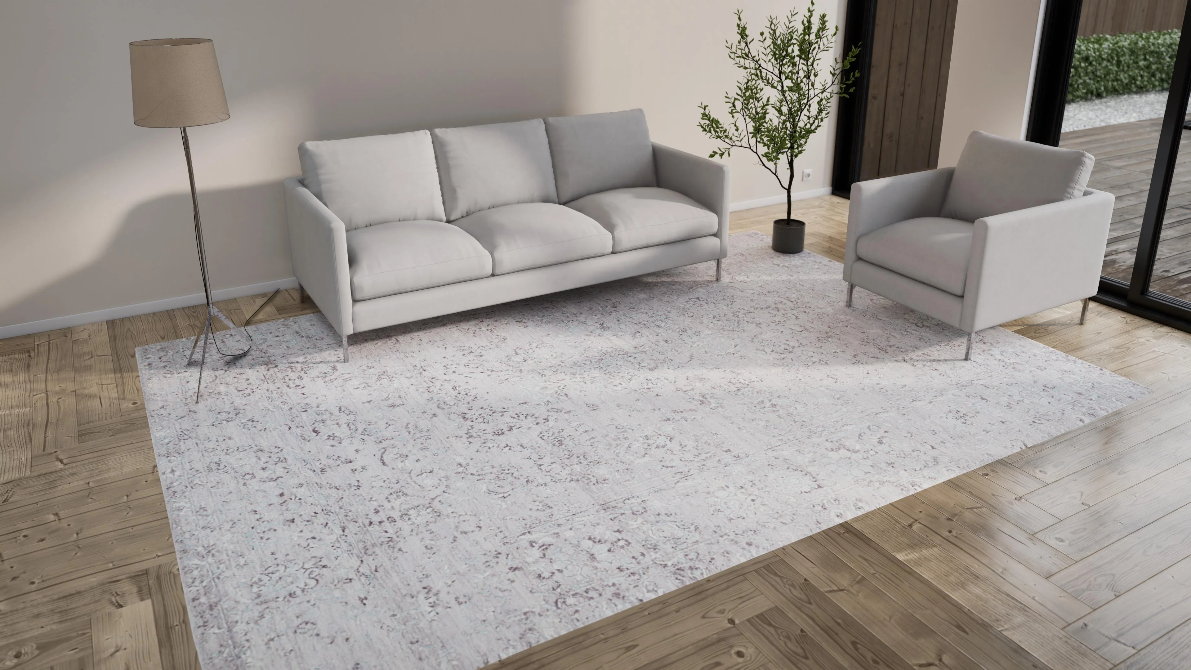Silver Transitional Wool Cotton Blend Rug - 8'11" x 12'6" - Image 11