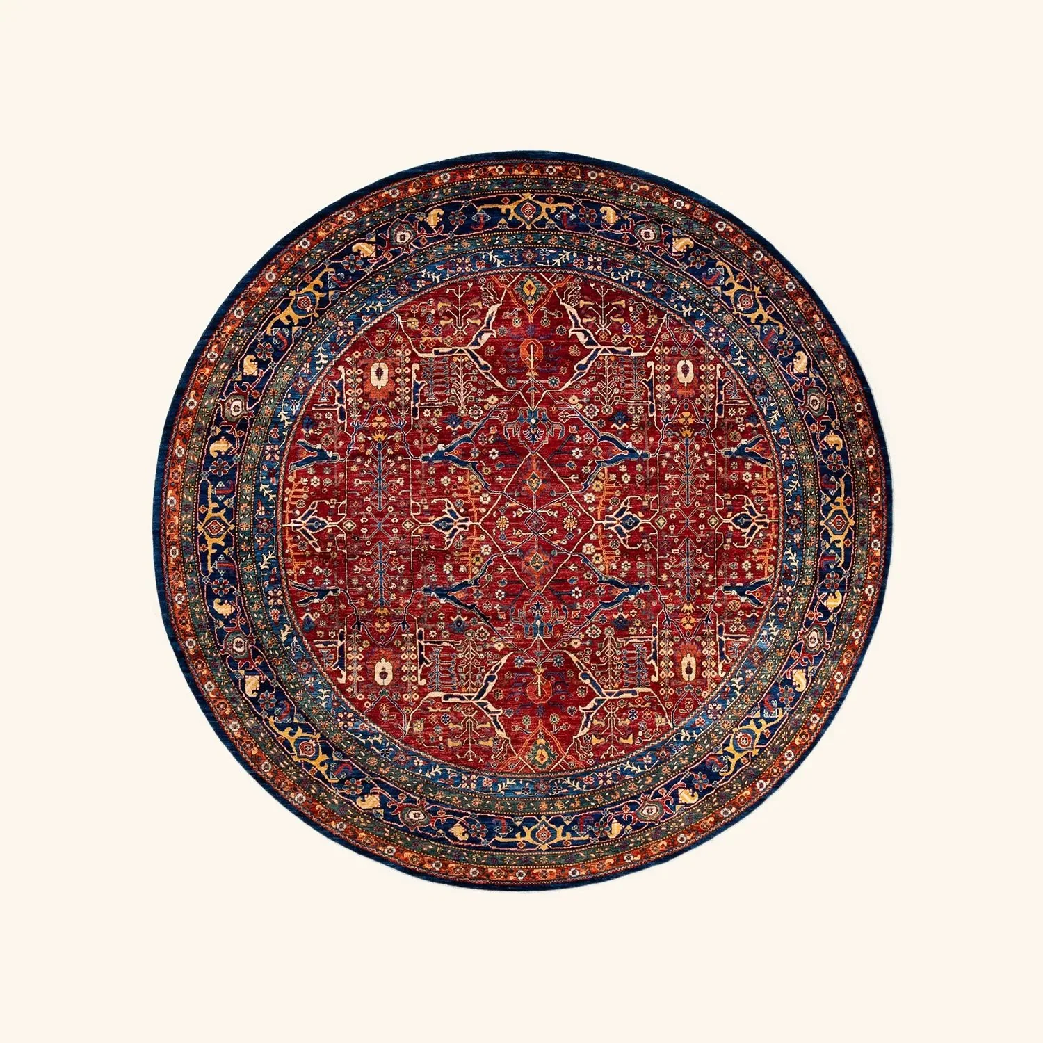 Orange Traditional Wool Rug - 9'6" x 9'6"