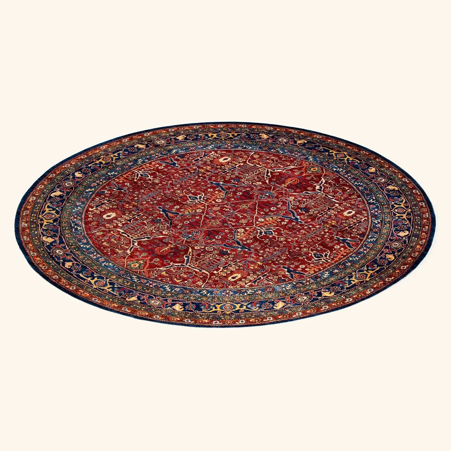 Orange Traditional Wool Rug - 9'6" x 9'6" - Image 9