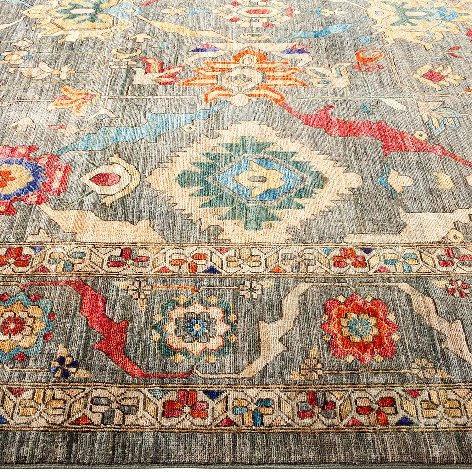 Grey Traditional Wool Rug - 8'11" x 12'9" - Image 5