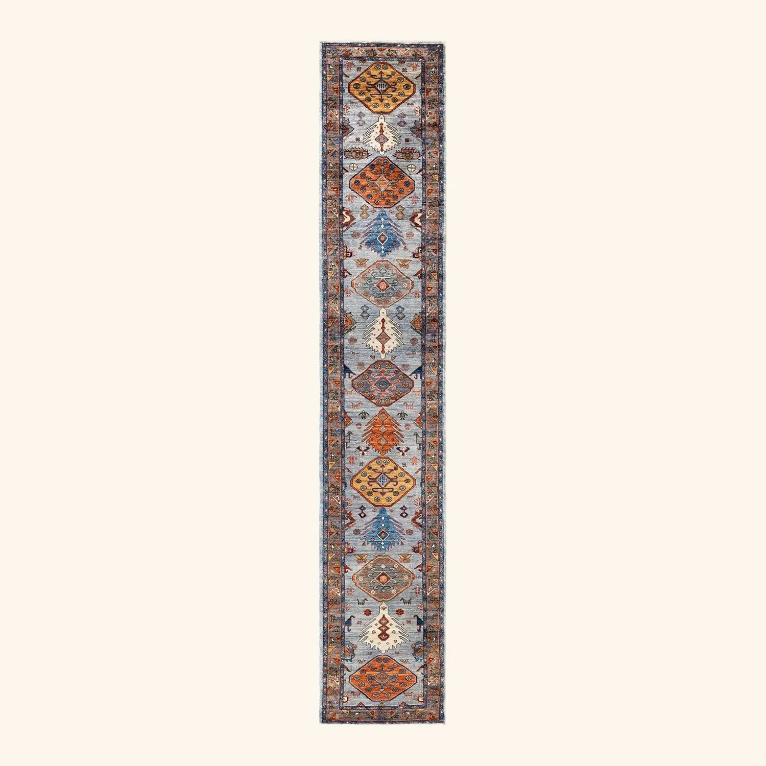 Grey Traditional Wool Runner - 2'10" x 15'9"