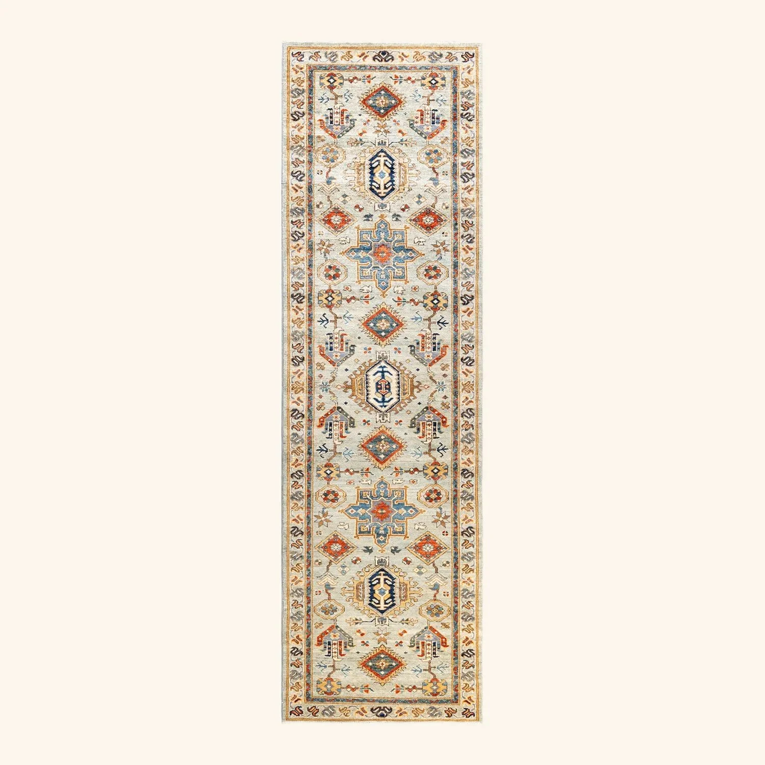 Grey Traditional Wool Runner - 2'8" x 9'8"