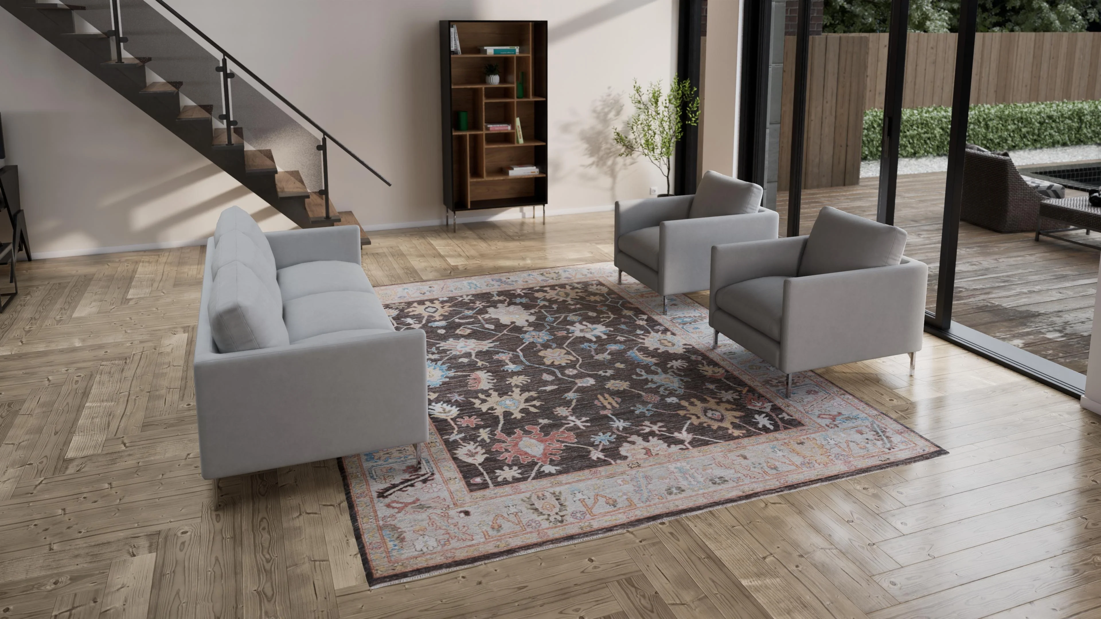 Brown Traditional Wool Rug - 9'2" x 11'11" - Image 3