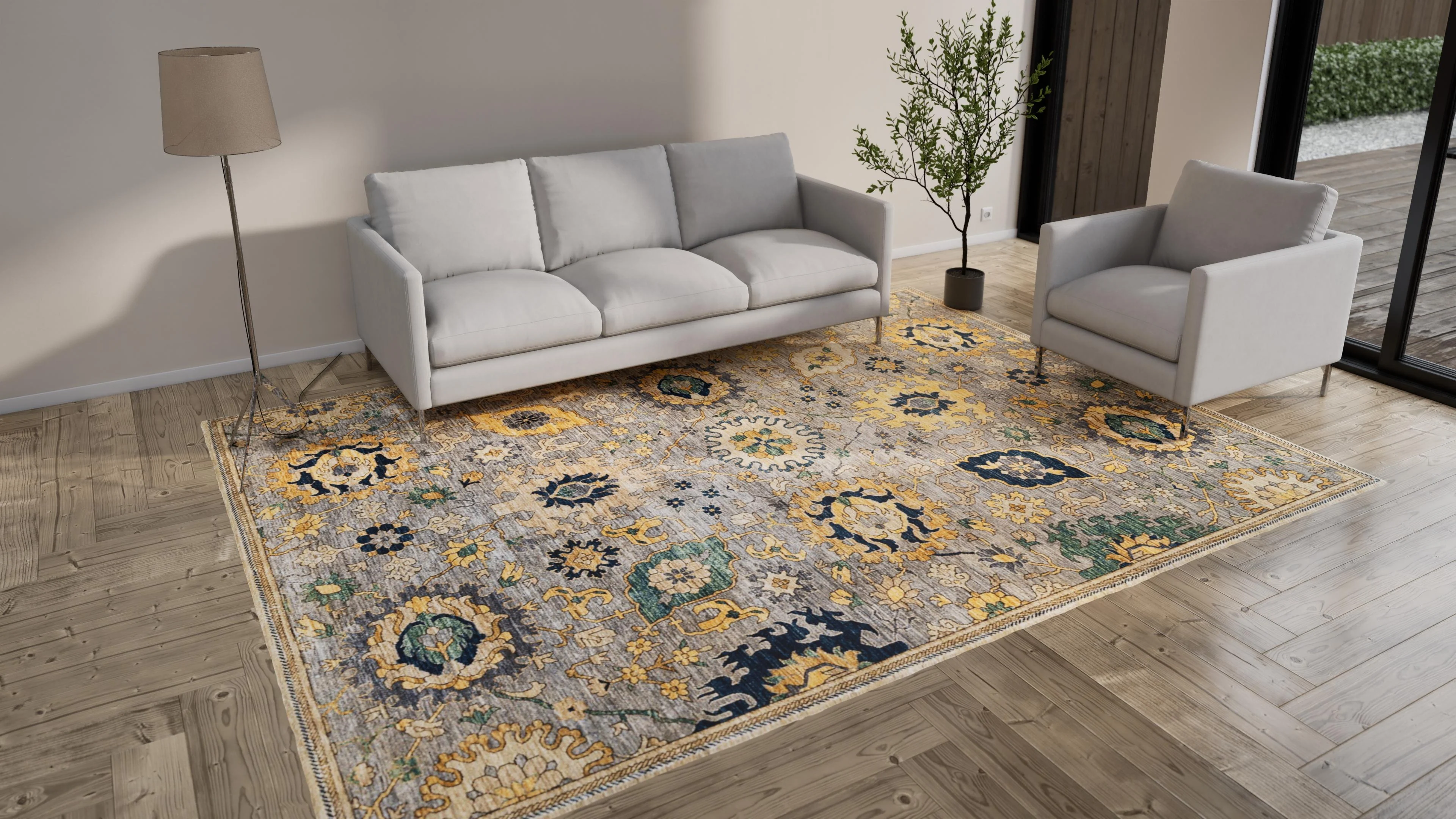 Grey Traditional Wool Rug - 8'8" x 11'8" - Image 11