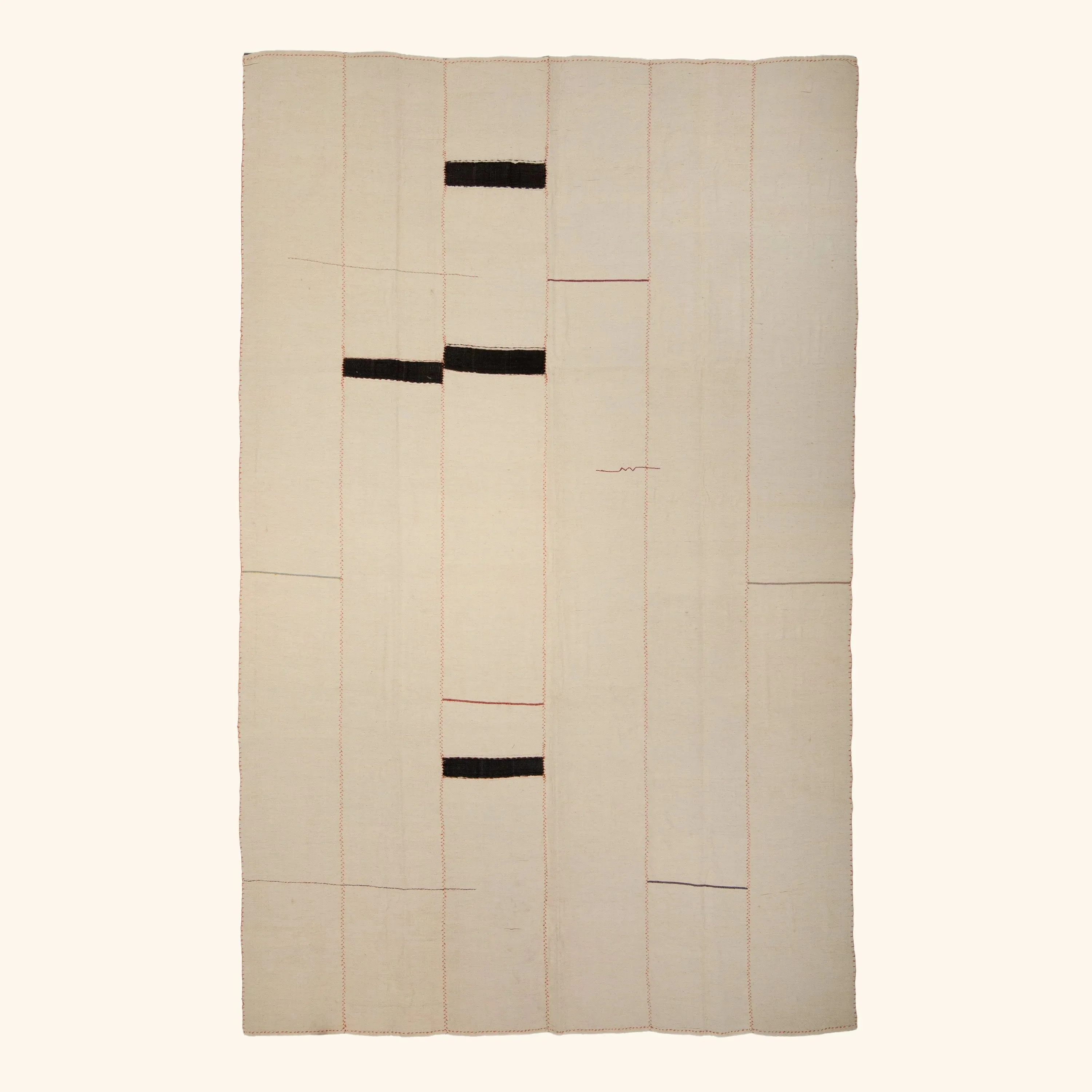 Cream Vintage Kilim Wool Rug - 7'10" x 11'8"