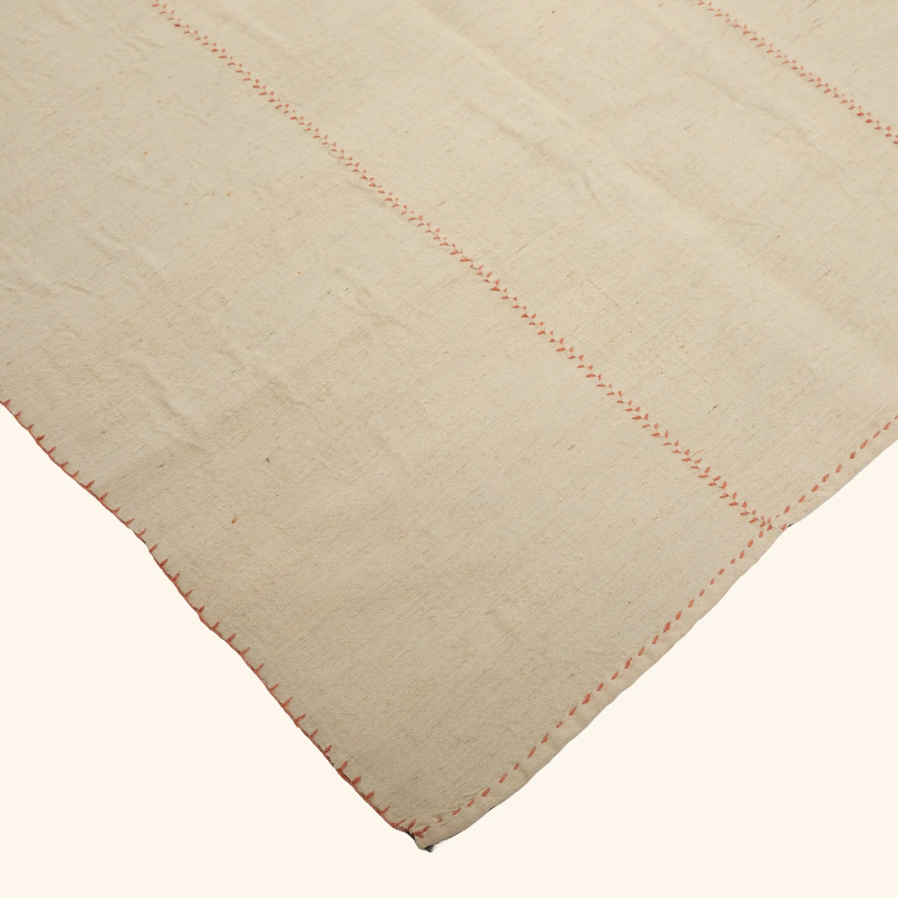 Cream Vintage Kilim Wool Rug - 7'10" x 11'8" - Image 3