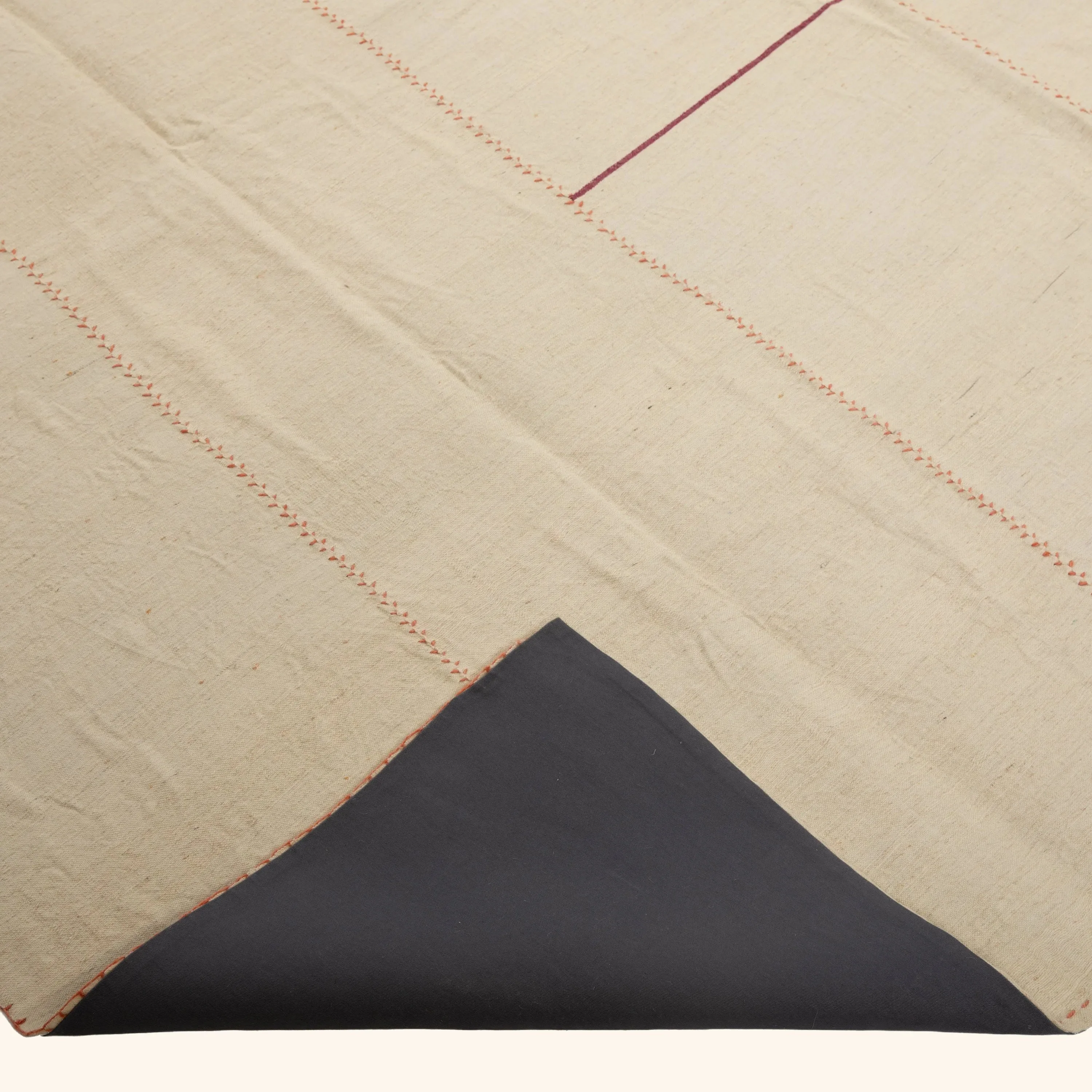 Cream Vintage Kilim Wool Rug - 7'10" x 11'8" - Image 4