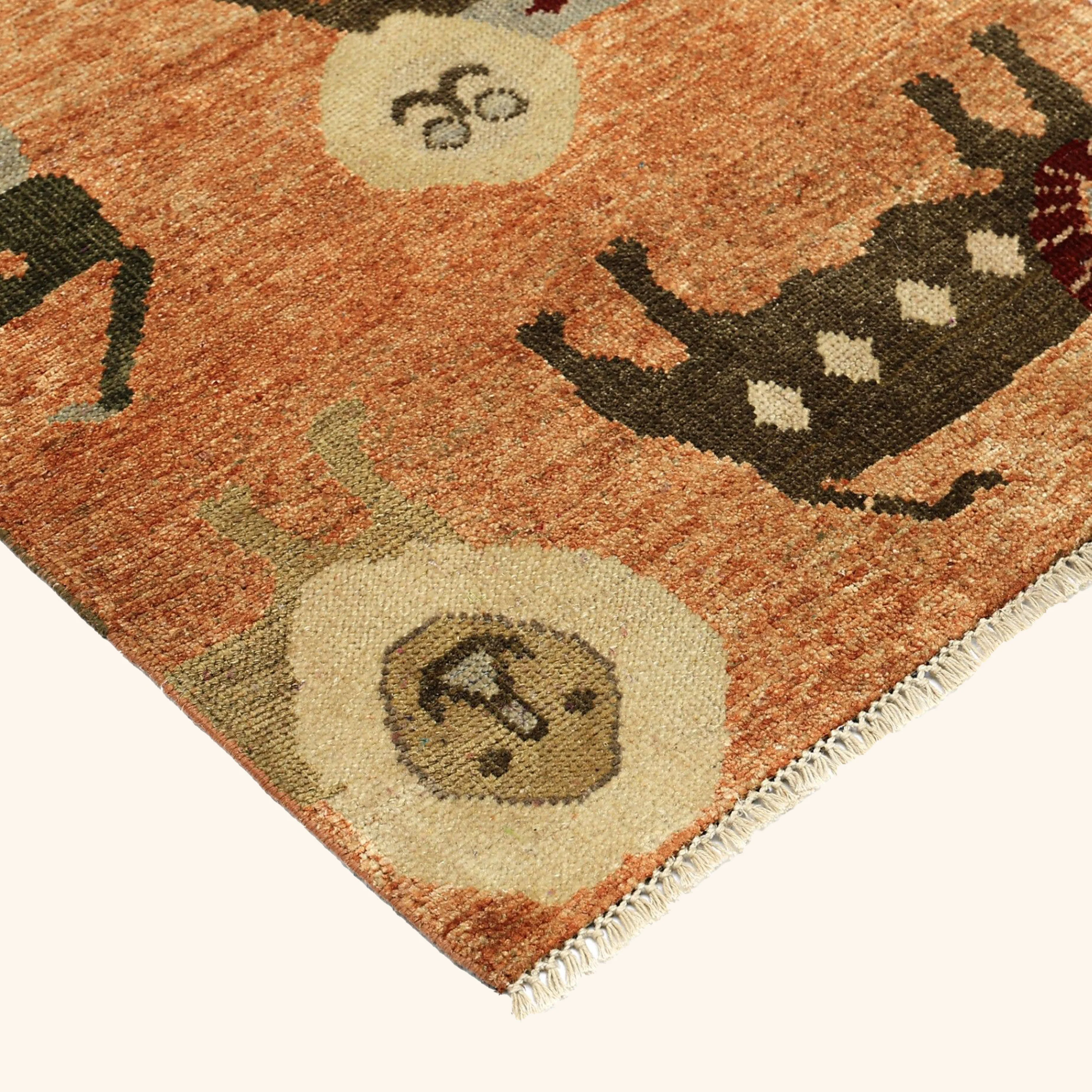 Orange Alchemy Contemporary Wool Silk Blend Rug - 2' x 3' - Image 2