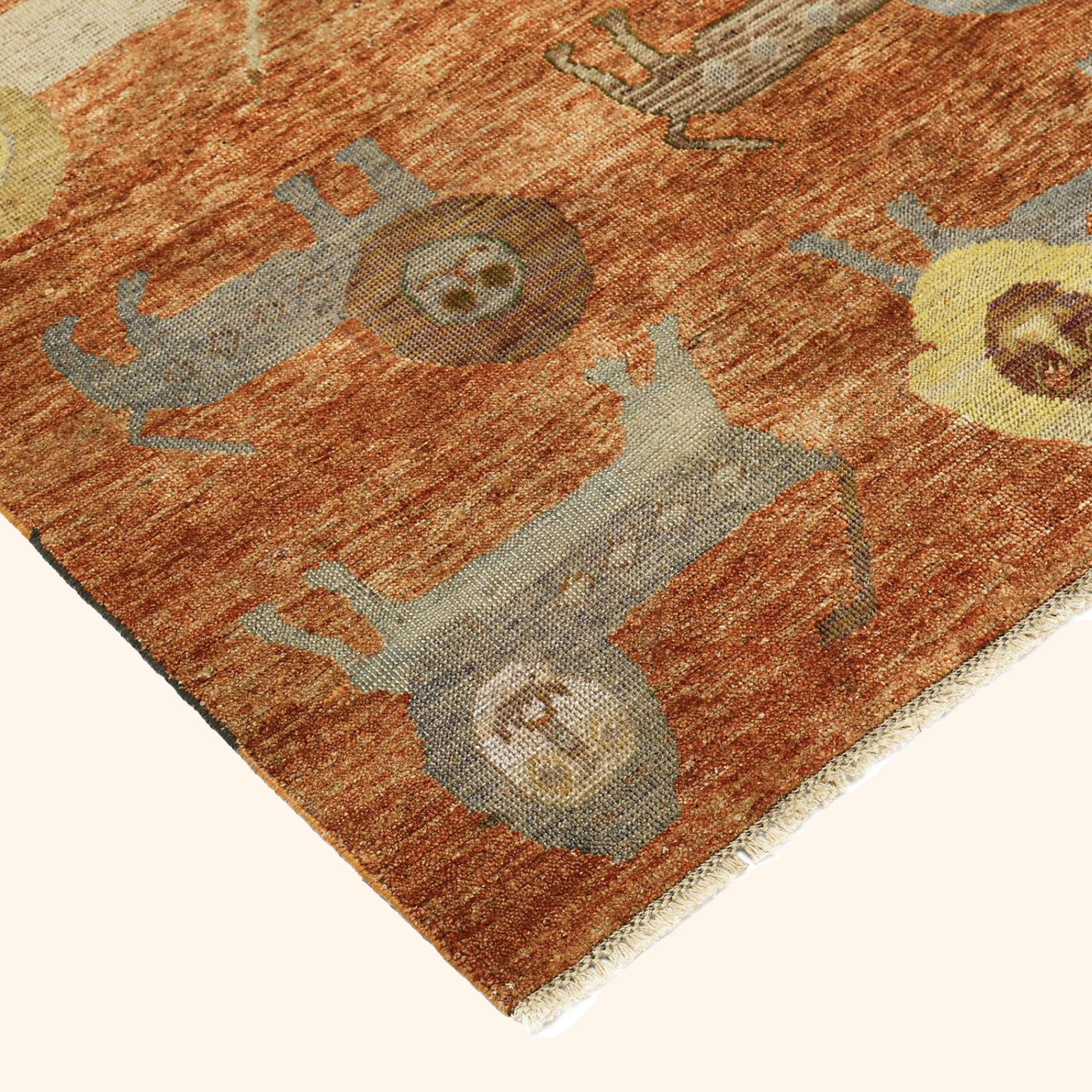 Orange Alchemy Contemporary Wool Silk Blend Runner - 3' x 12' - Image 2