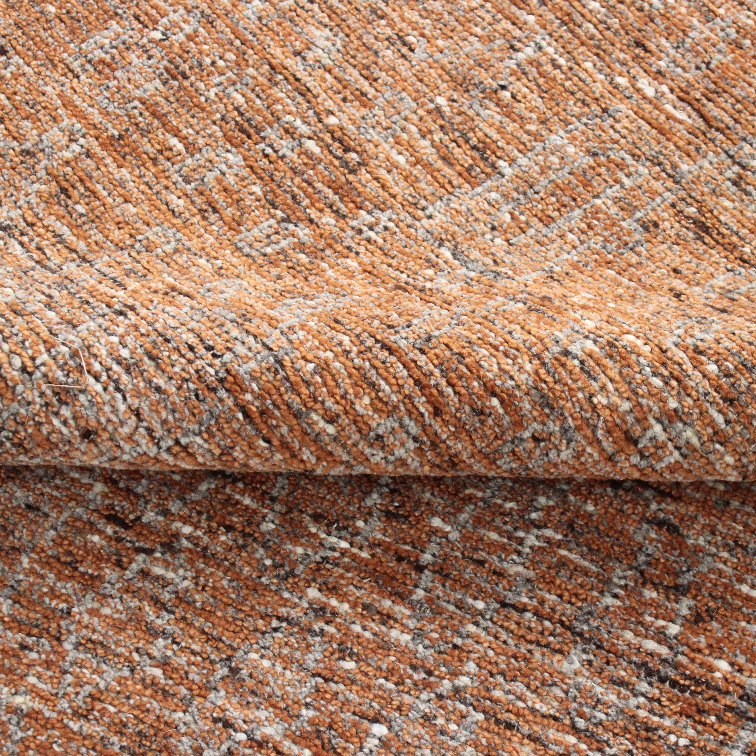 Orange Textured Wool Rug - 10' x 12'9" - Image 6