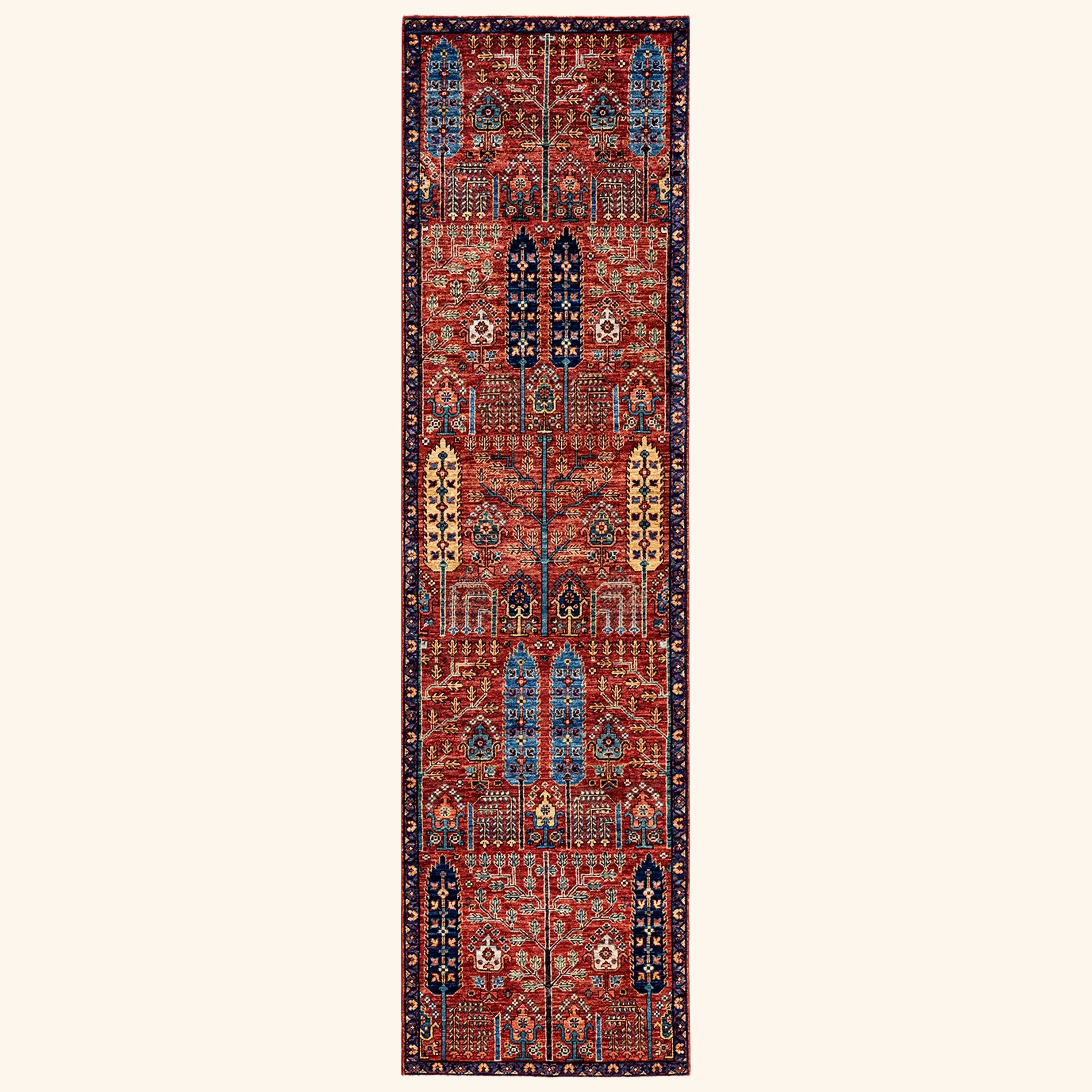 Red Traditional Wool Runner - 2' 7" x 9' 9"