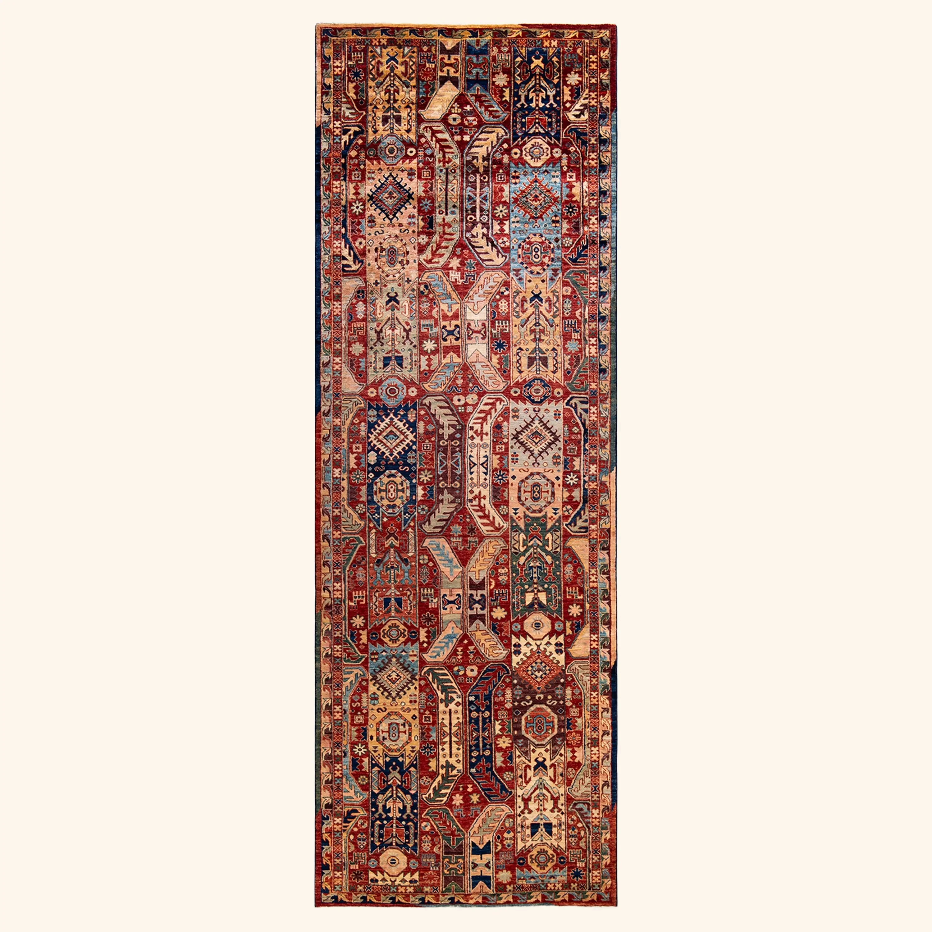 Red Traditional Wool Runner - 4' 2" x 12' 4"