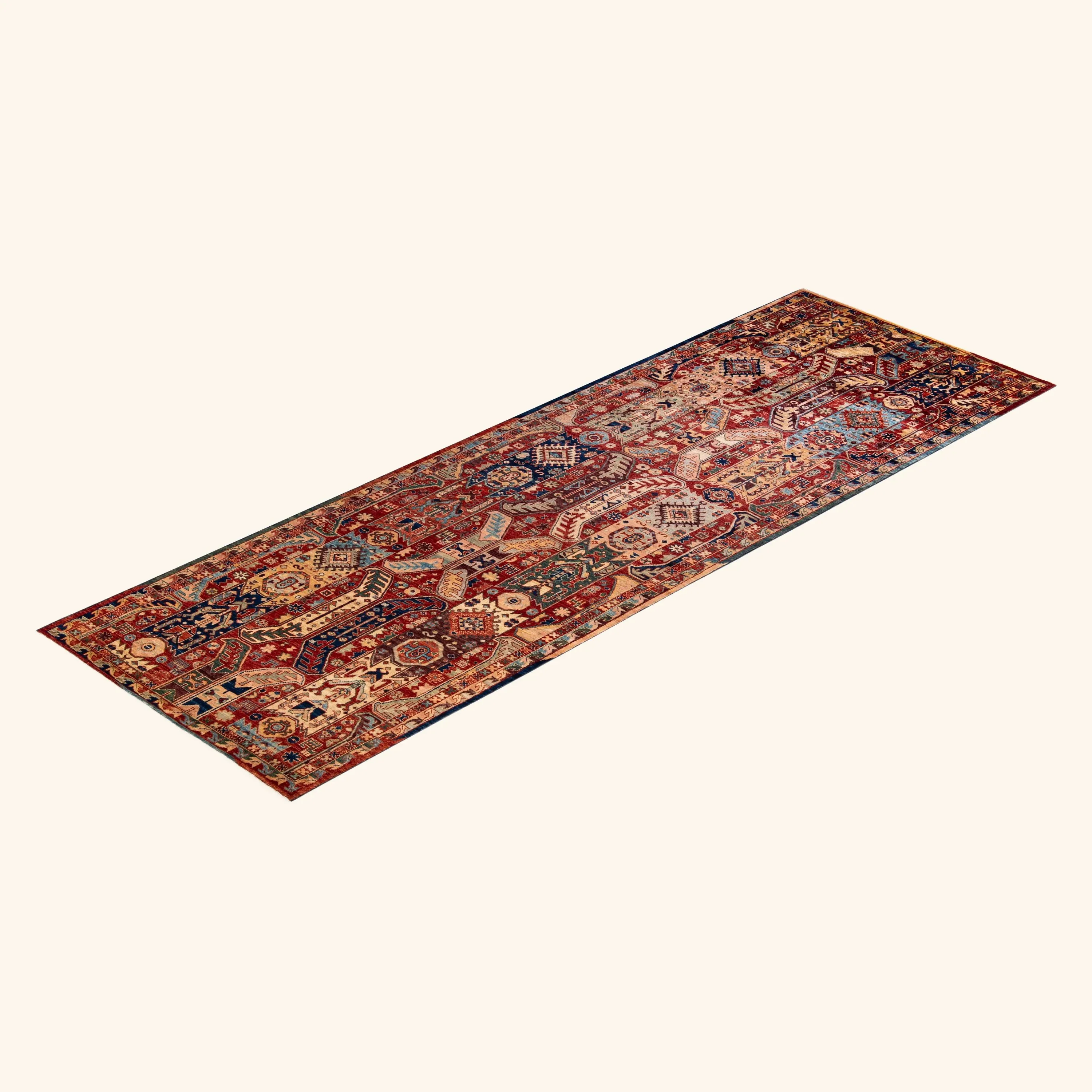 Red Traditional Wool Runner - 4' 2" x 12' 4" - Image 2