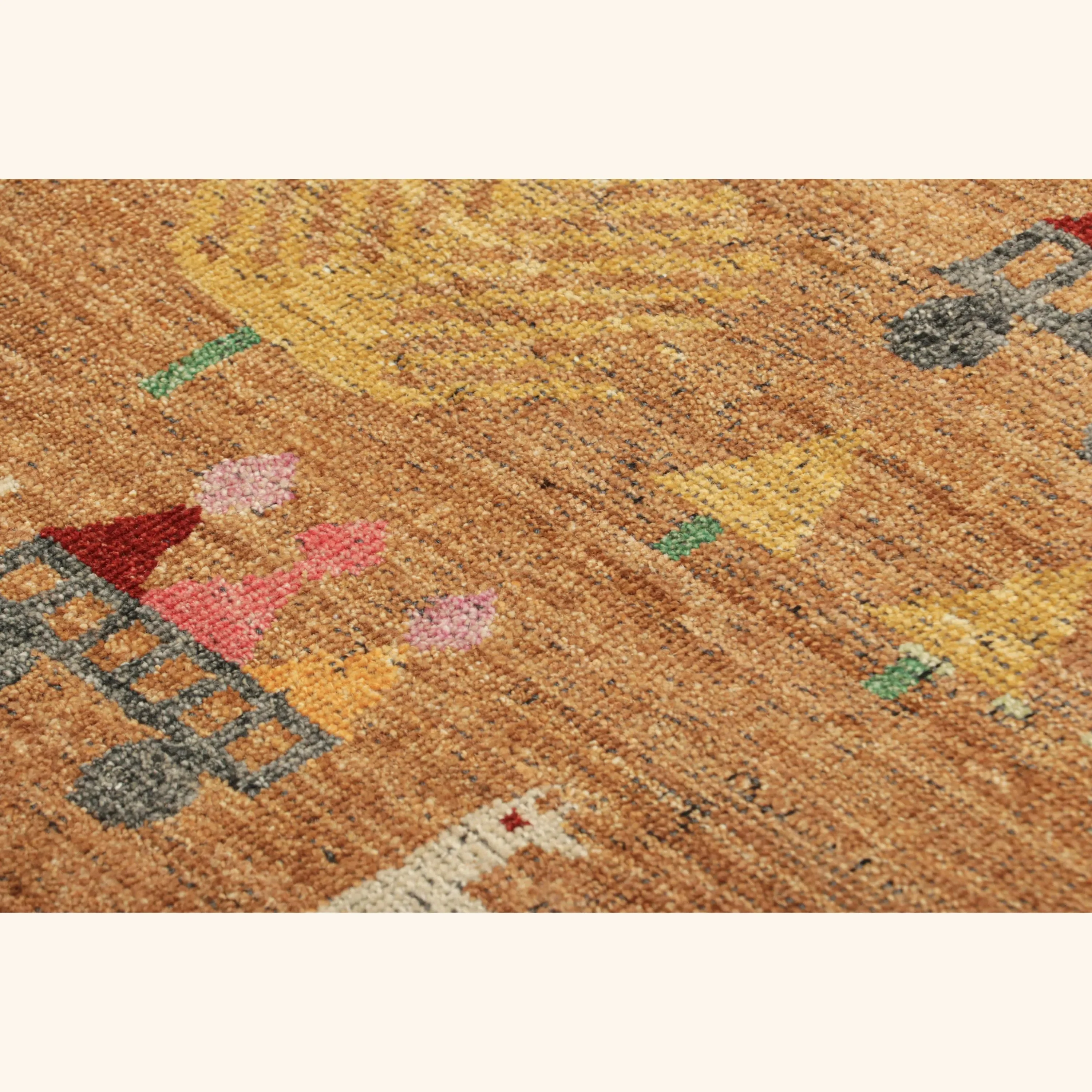 Orange Transitional Swedish Inspired Wool Rug - 2'2" x 3' - Image 2