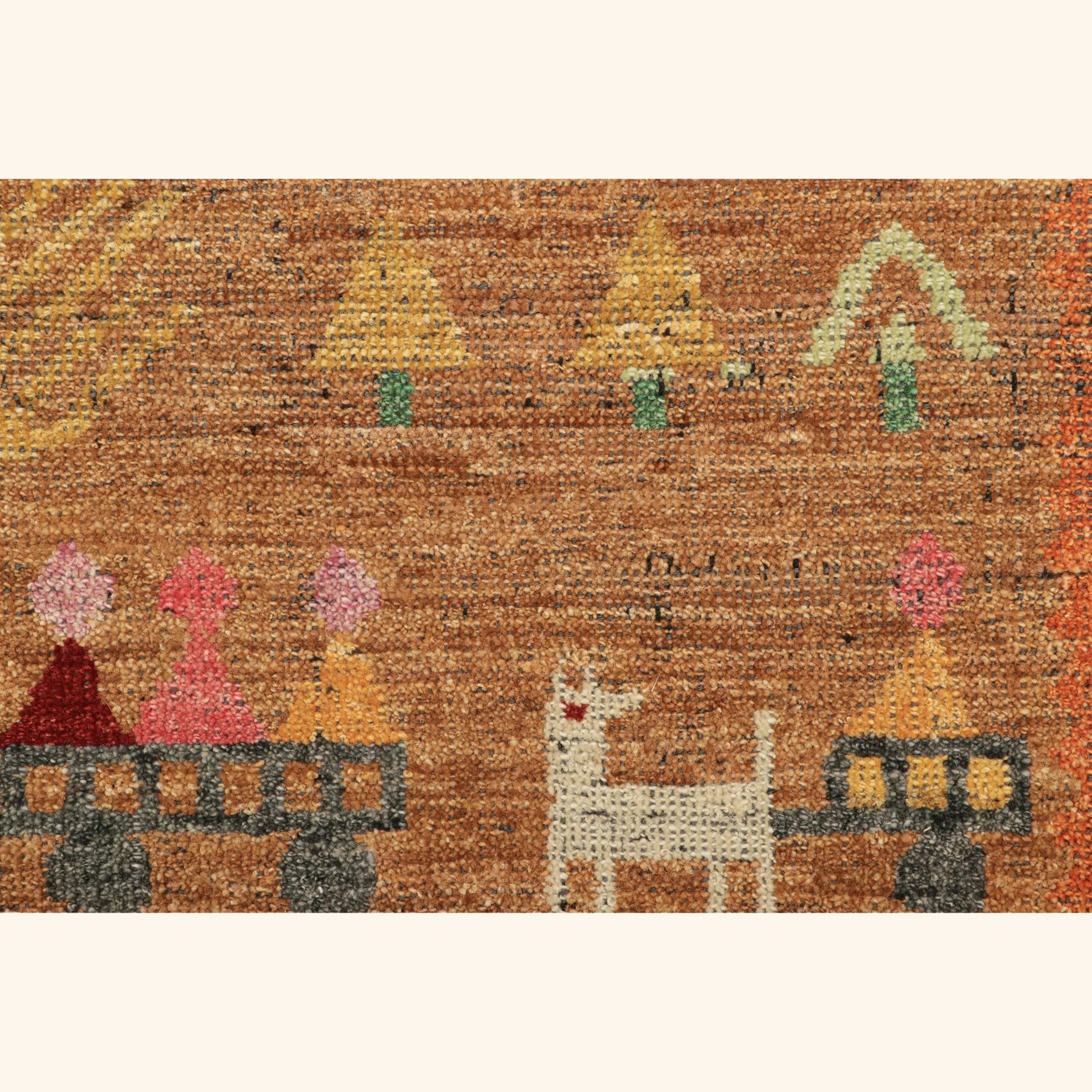 Orange Transitional Swedish Inspired Wool Rug - 2'2" x 3' - Image 3