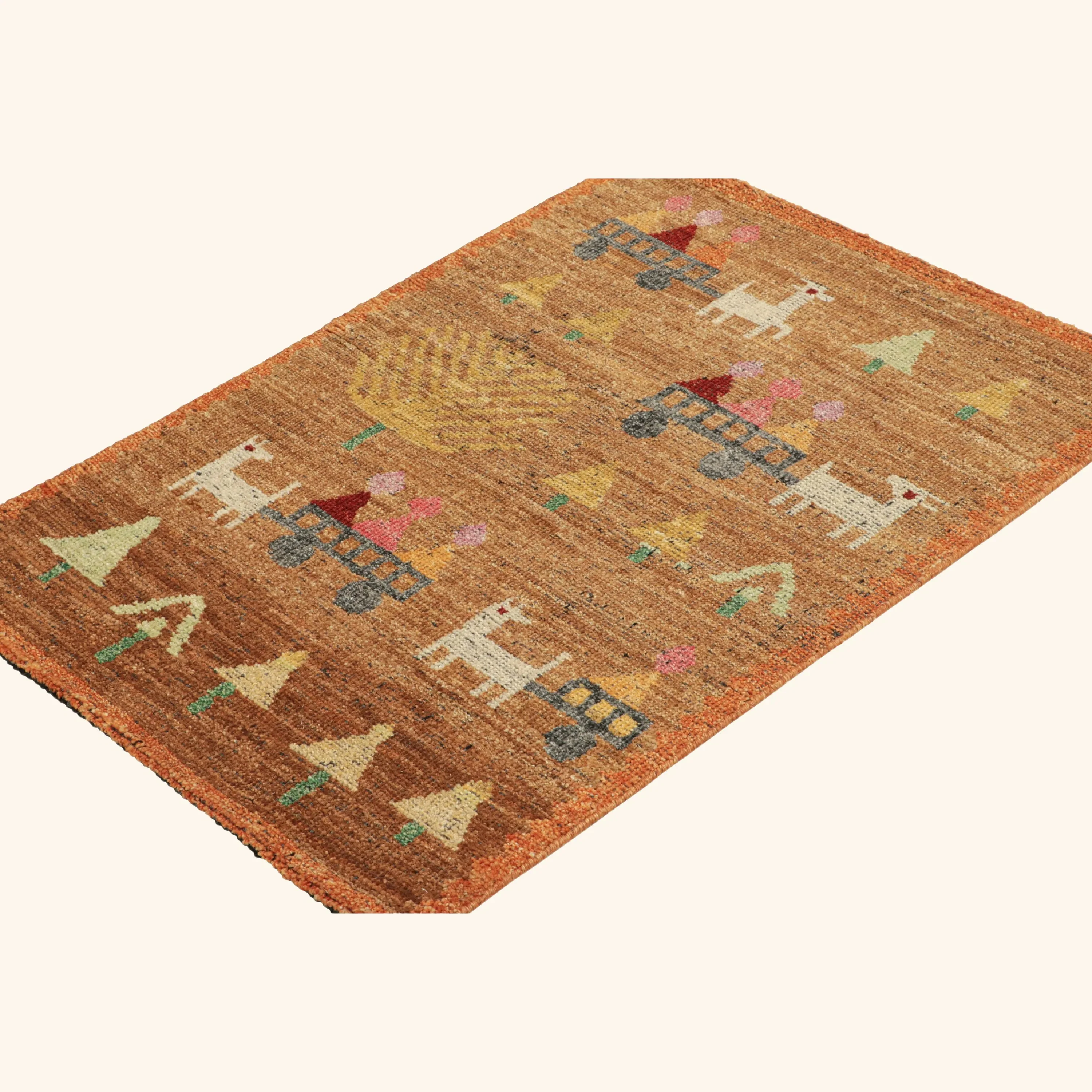 Orange Transitional Swedish Inspired Wool Rug - 2'2" x 3' - Image 4