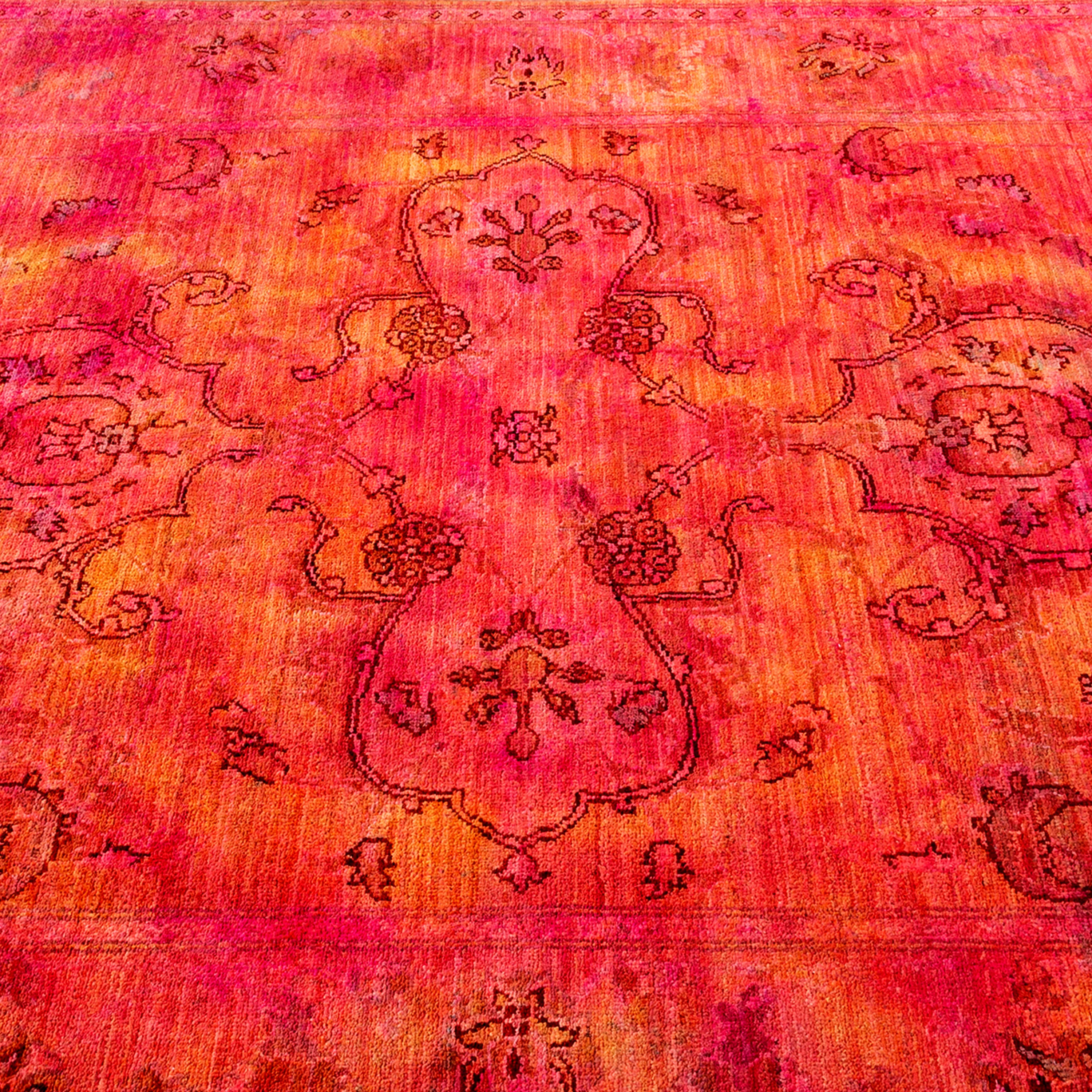 Pink and Orange Transitional Wool Rug - 5'2" x 7'10" - Image 4