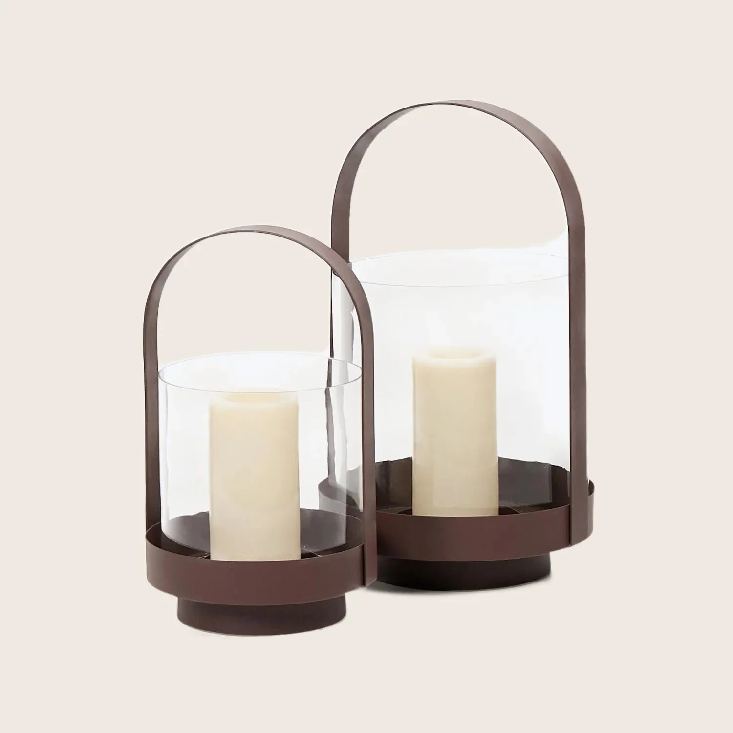 Outdoor Rust Finish Lantern Set