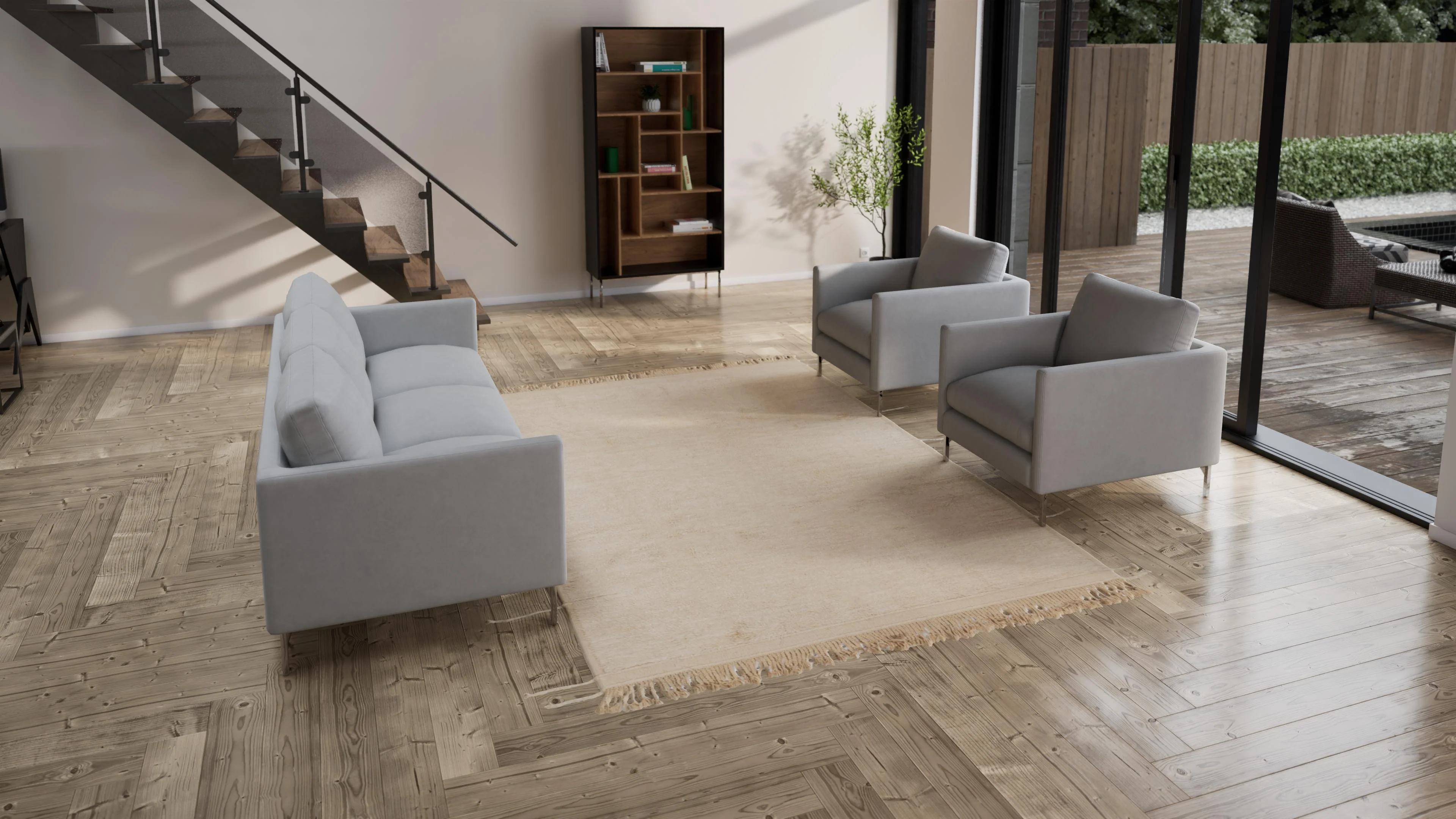 Beige Modern Wool Rug - 8'4'' x 10'10'' - Image 3