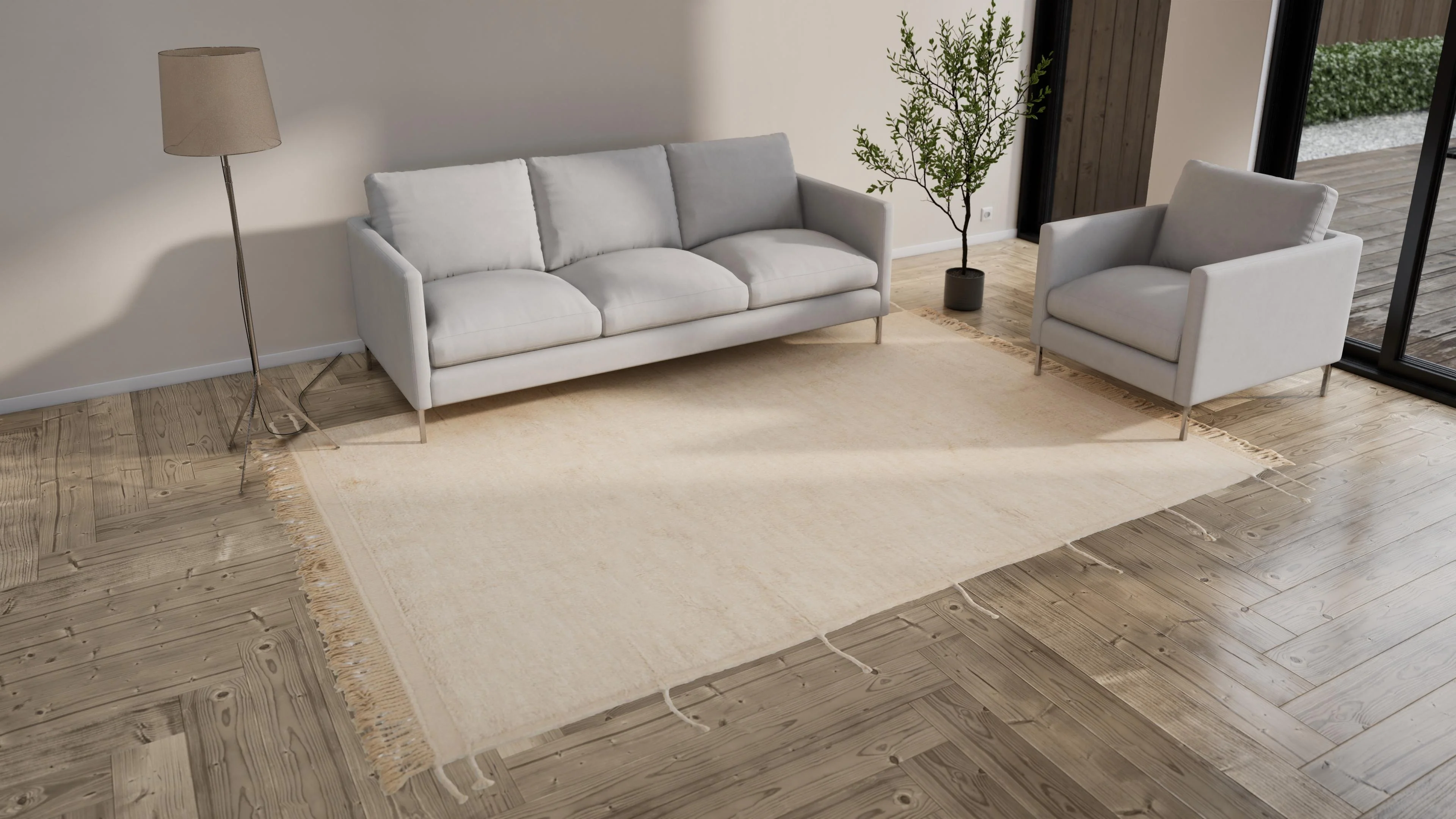 Beige Modern Wool Rug - 8'4'' x 10'10'' - Image 8